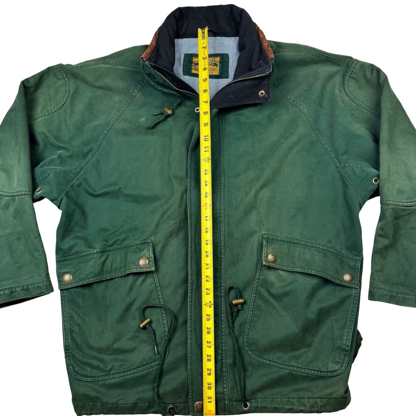 Vintage Zeidler Jacket Mens L Green Cotton Canvas Leather Collar L/S Bomber Front Pockets Size US L / EU 52-54 / 3 - 5 Thumbnail