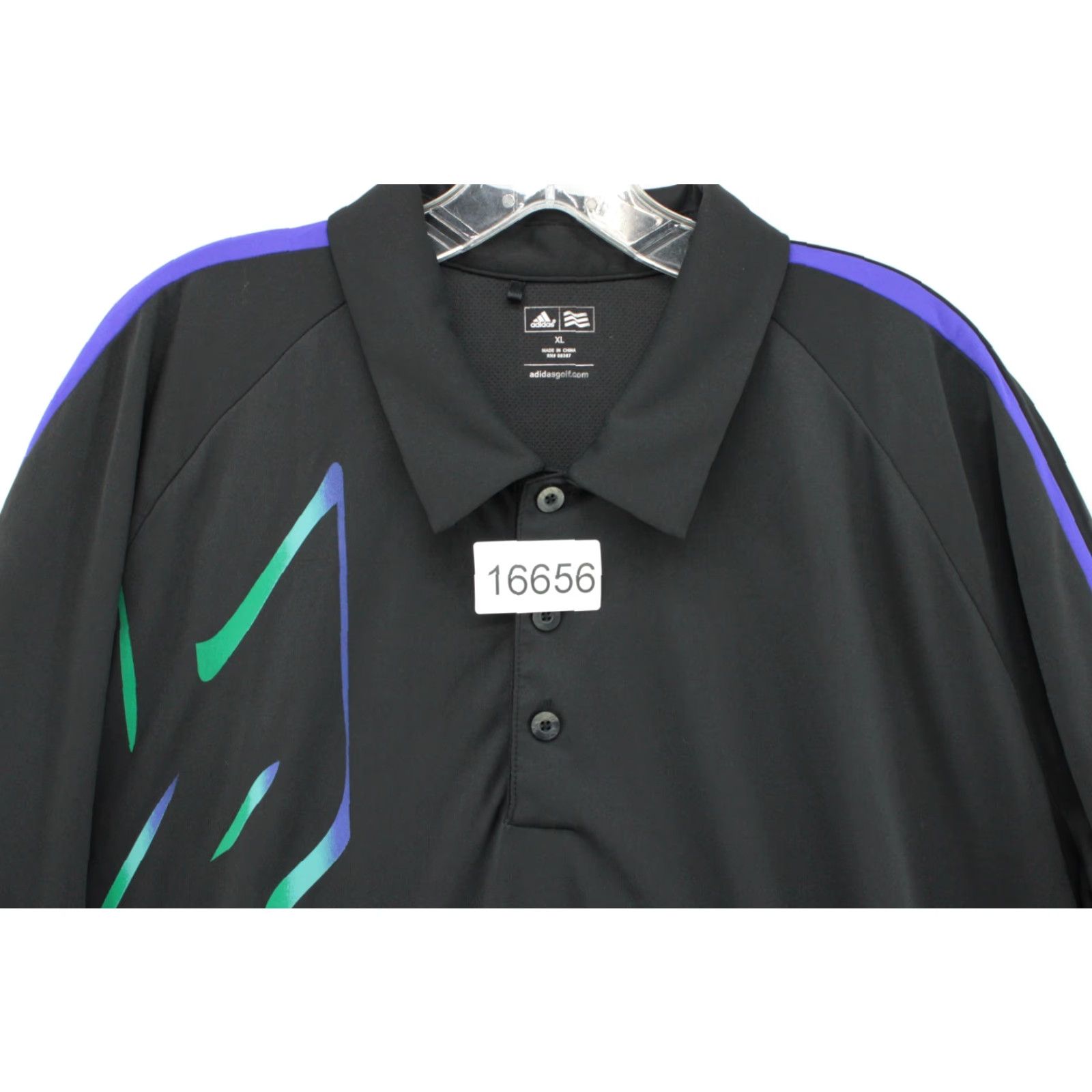 Adidas adidas Polo Shirt Men's XL Black Green Purple Abstract Geometric Golf Z78667 Size US XL / EU 56 / 4 - 8 Thumbnail