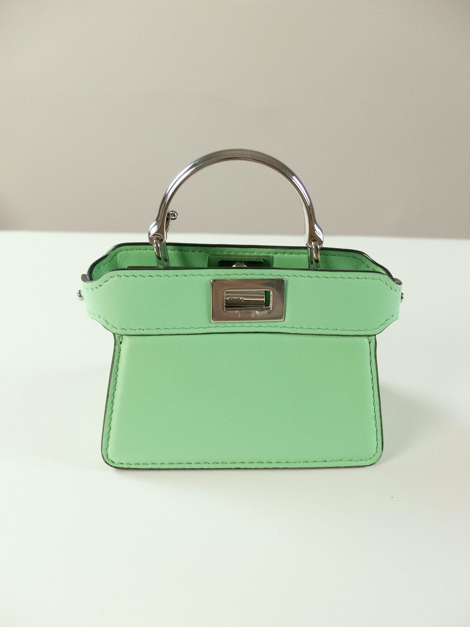 FENDI Peekaboo Micro mint green mini lambskin leather bag