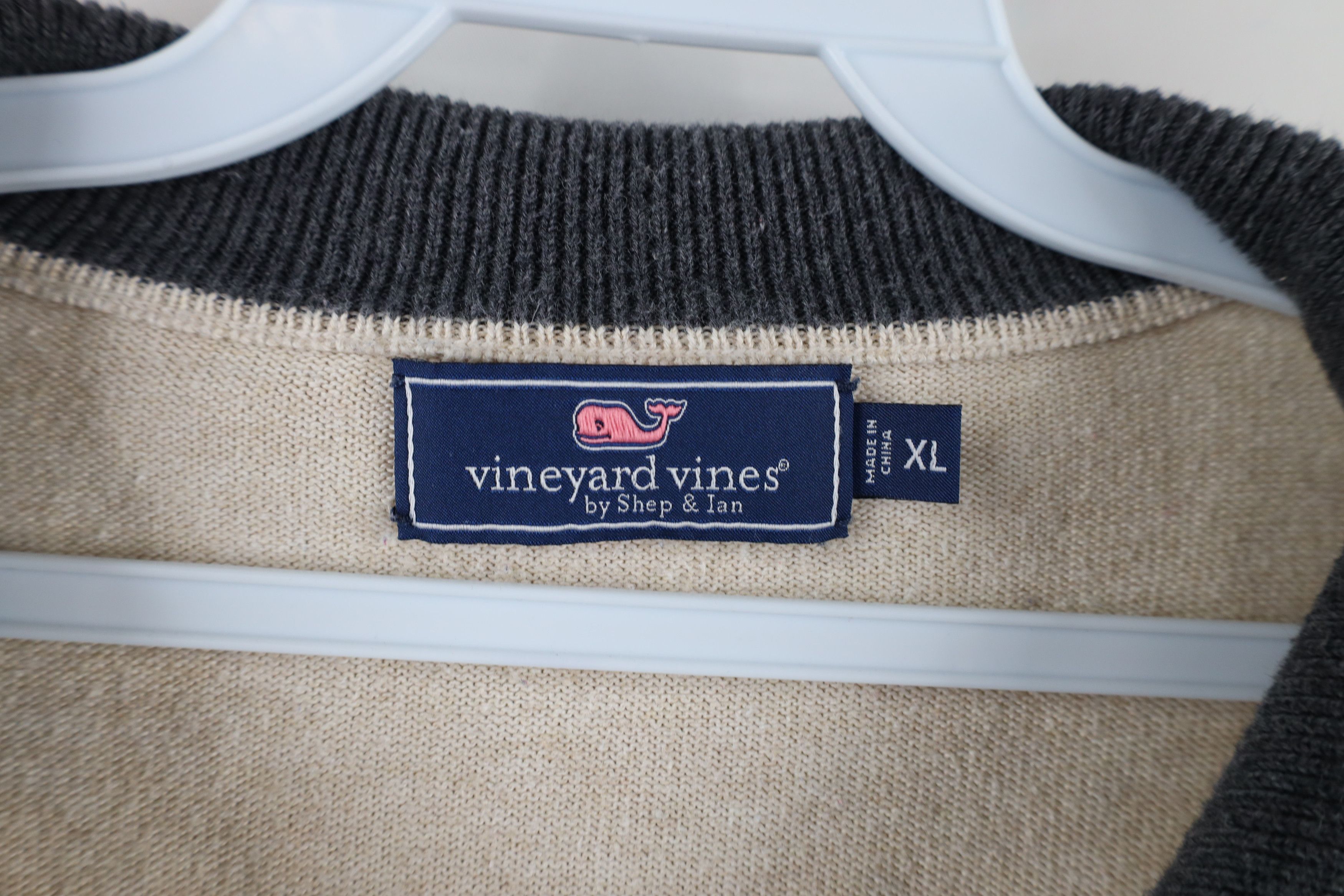 Vineyard Vines × Vintage Vineyard Vines Cotton Knit Half Zip Pullover Sweater Beige Size US XL / EU 56 / 4 - 6 Thumbnail