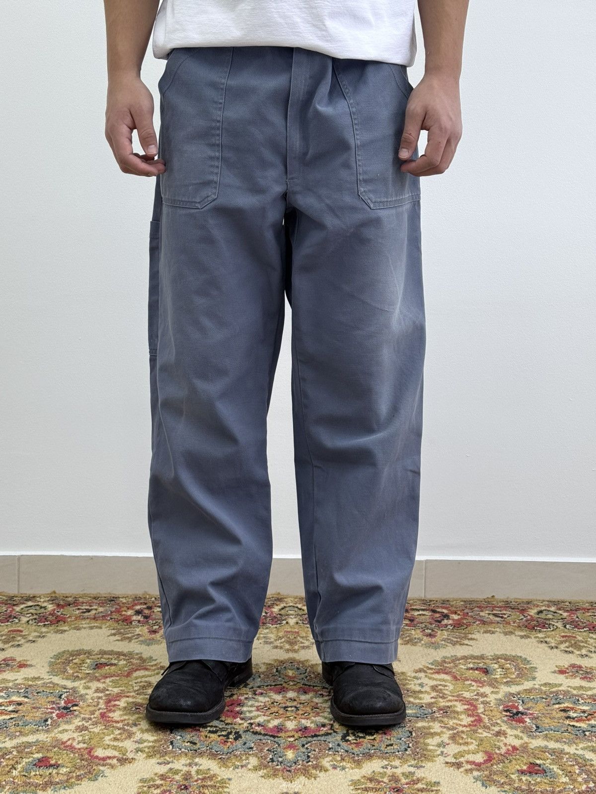 Vetra Vintage 80s French Faded Workwear Pants Size US 34 / EU 50 - 2 Thumbnail