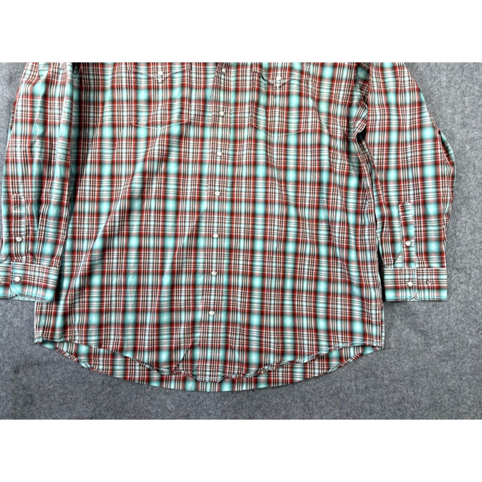 Vintage Panhandle Slim Rough Stock Western Shirt Mens 2XL Red Blue Plaid Pearl Snap Long Sleeve Pockets Size US XXL / EU 58 / 5 - 4 Thumbnail