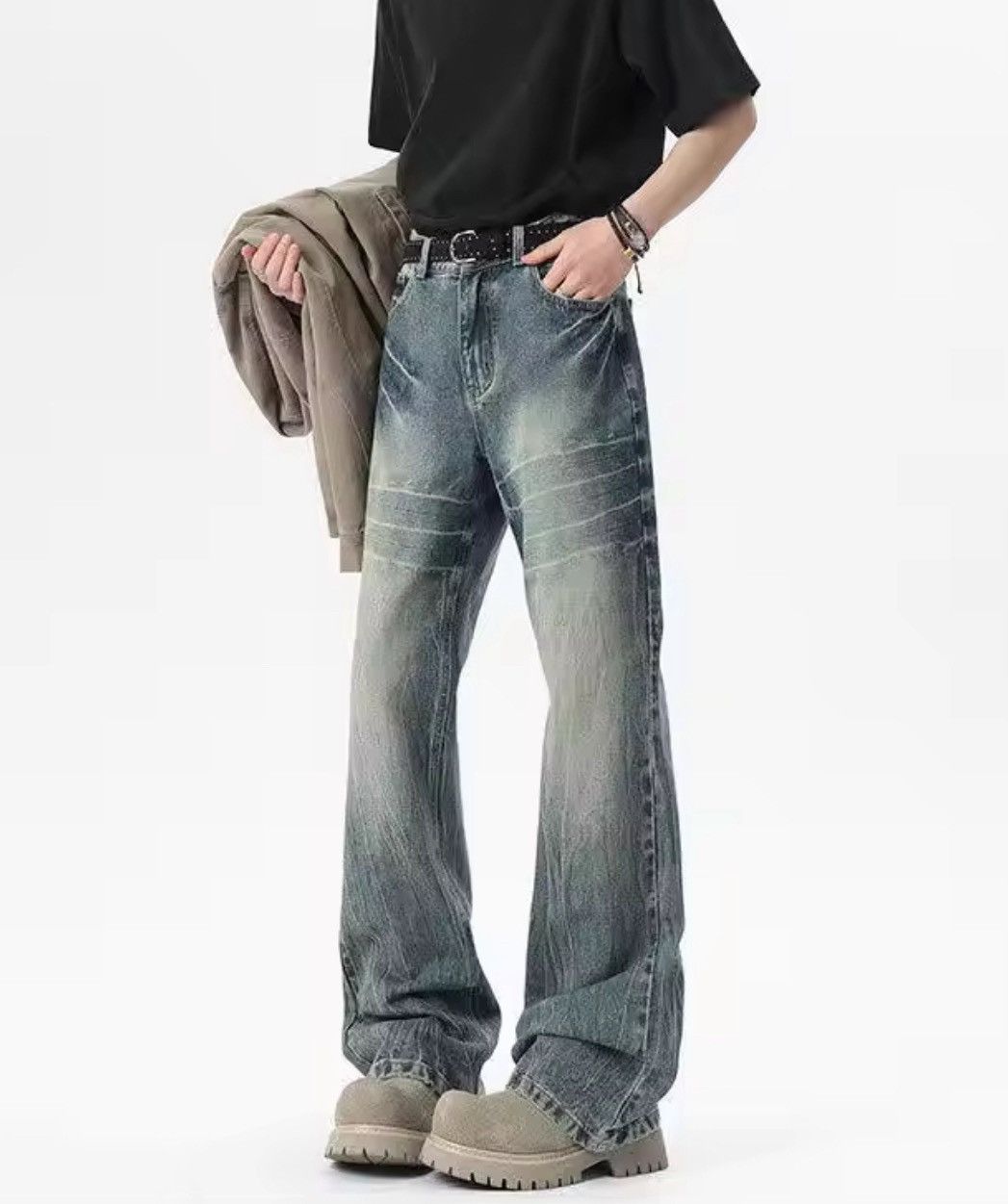 Japanese Brand Baggy streetwear y2k flared ripped jeans pants wide leg Size US 28 / EU 44 - 7 Thumbnail