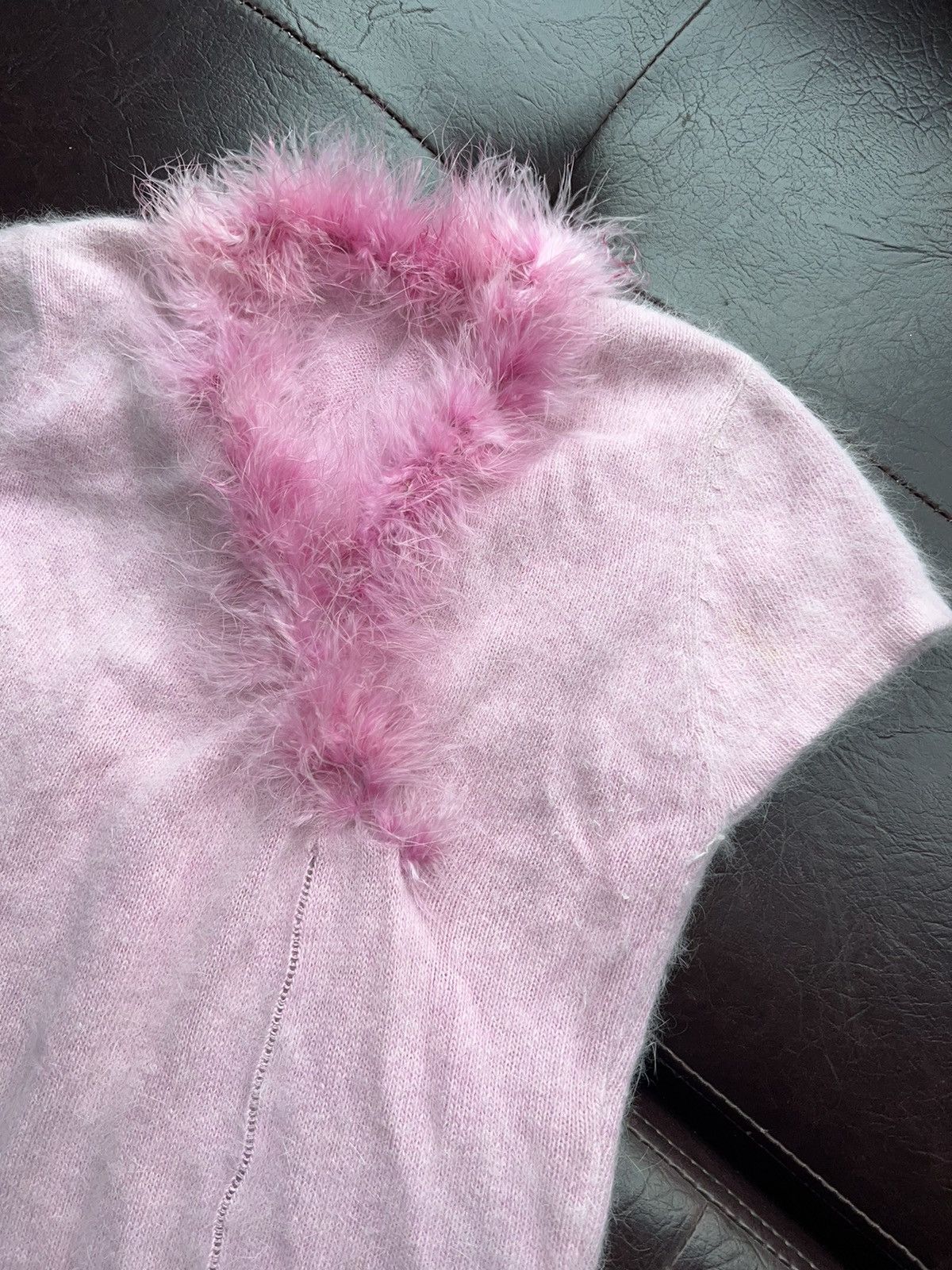Japanese Brand Y2k pastel pink mohair fur top 💗🎀 Size S / US 4 / IT 40 - 3 Thumbnail