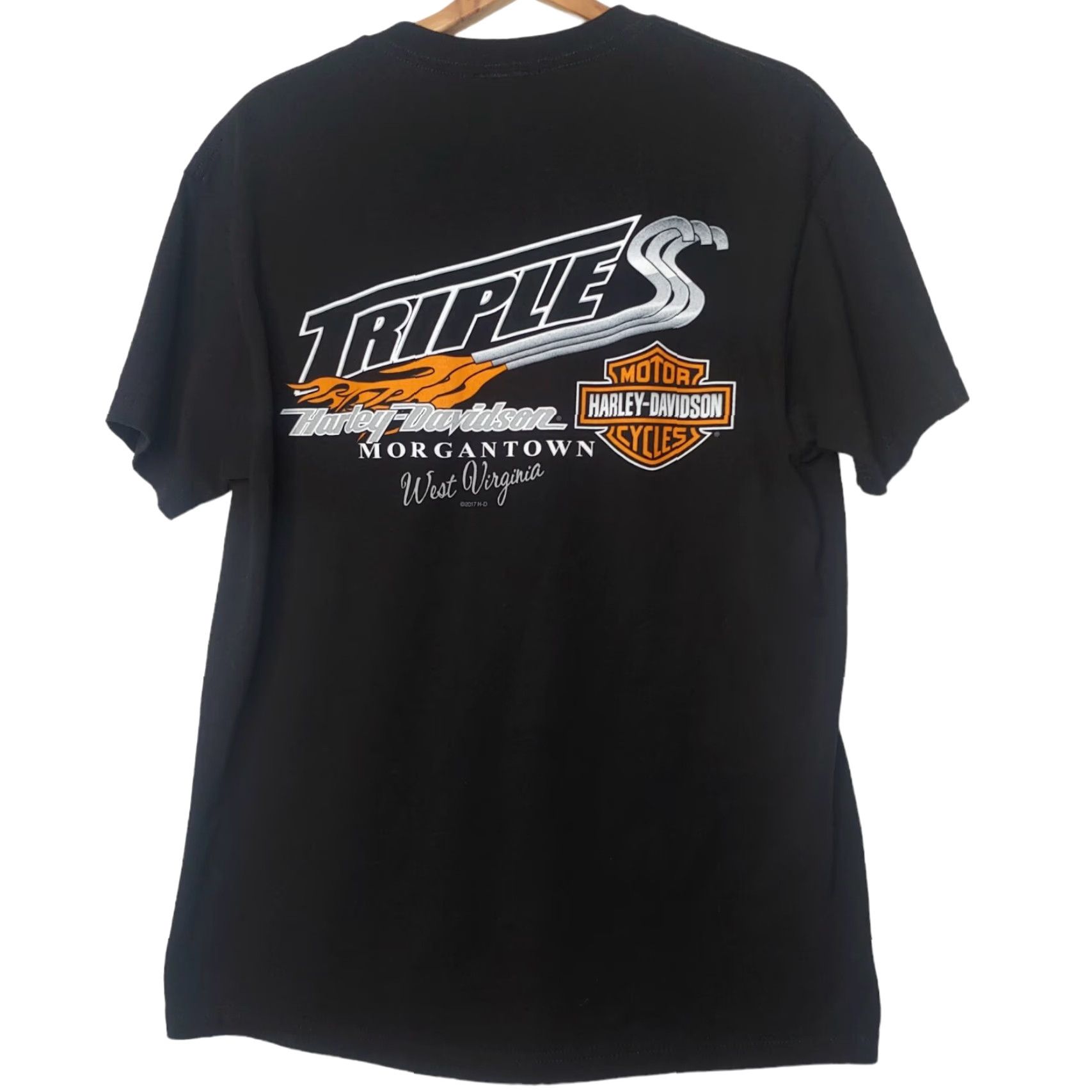Harley Davidson Harley-Davidson Shirt Large Biker I Got Mine at Triple S Morgantown WV T-Shirt Men Crew Neck Short Sleeve Black Cotton Size US L / EU 52-54 / 3 - 2 Thumbnail
