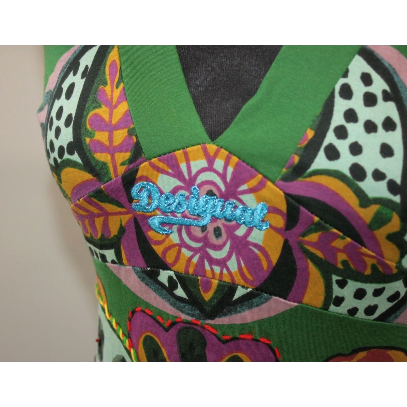 Desigual Desigual Yentes 51V21C2 womens dress Size M Dress Green Knee Length A-Line Desigual Womens M Green Knee Length A-Line Dress Size M / US 6-8 / IT 42-44 - 3 Thumbnail