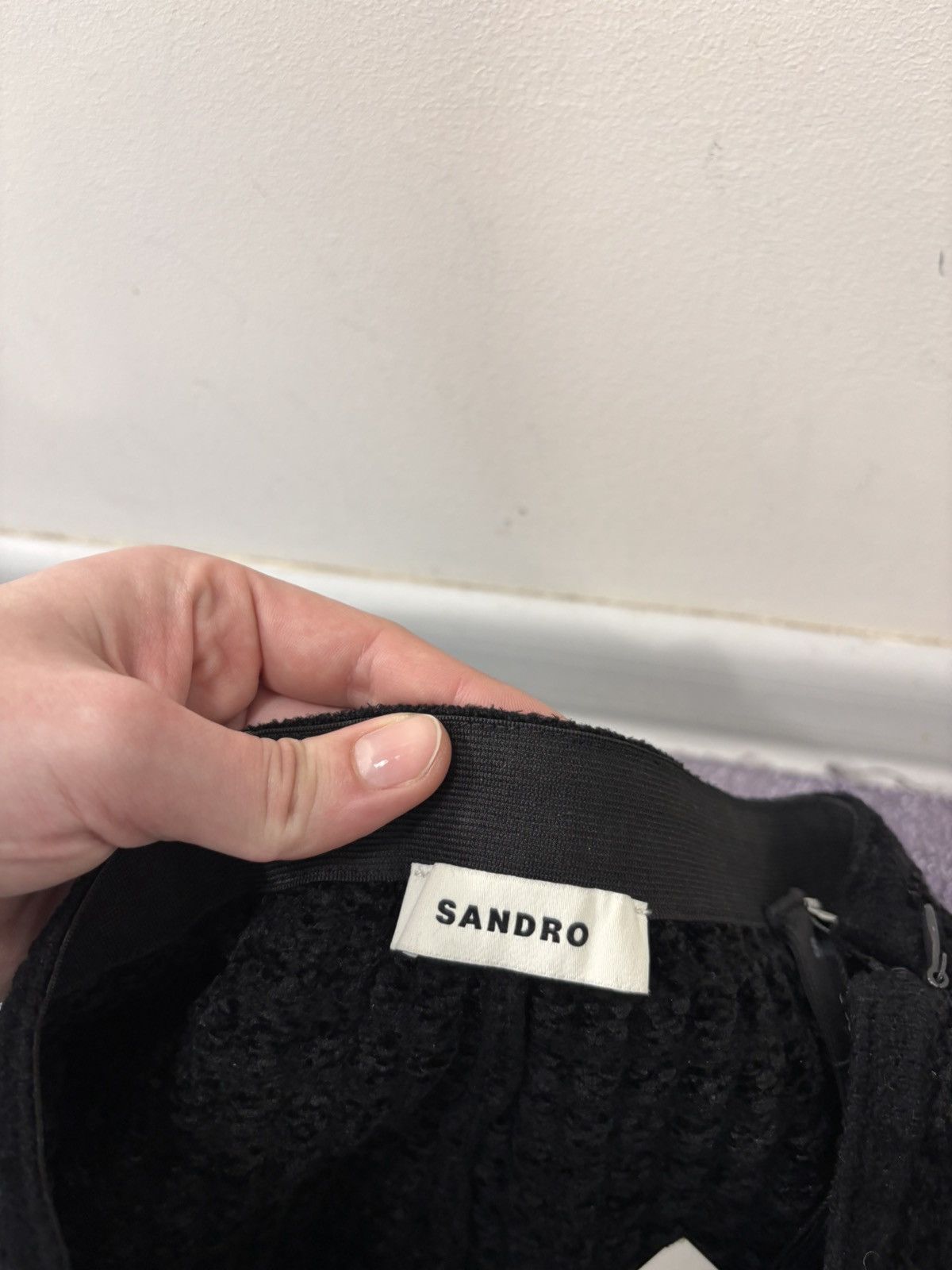 Sandro Sandro Paris NWT Women’s Black Velvet Tweed Flared Pants Size 27" / US 4 / IT 40 - 6 Thumbnail