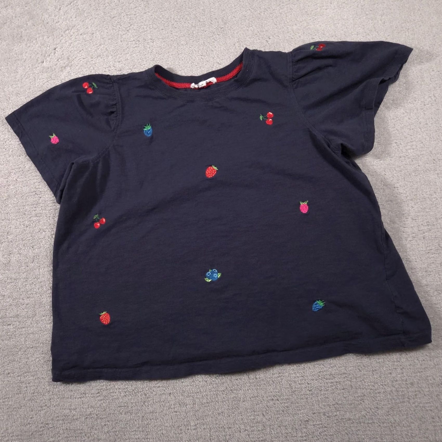 Gloverall VINTAGE Jane + Delancey Shirt Womens 2X Navy Embroidered Fruit Allover Puff Sleeve Tee Size XXL / US 16-18 / IT 52-54 - 3 Thumbnail