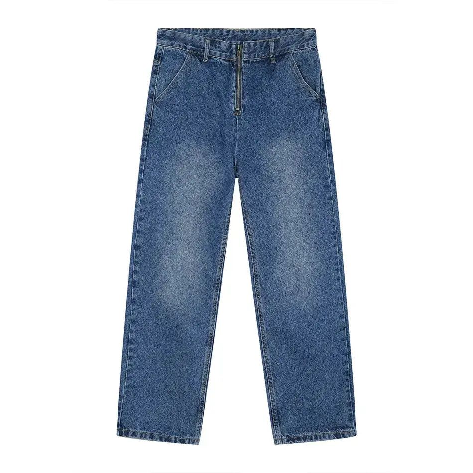 Japanese Brand Retro loose straight leg high street zipper jeans Size US 32 / EU 48 - 5 Thumbnail