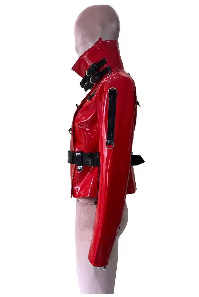 Other Gothic Punk Faux Leather Red & Black Women’s Jacket Size S / US 4 / IT 40 - 3 Thumbnail