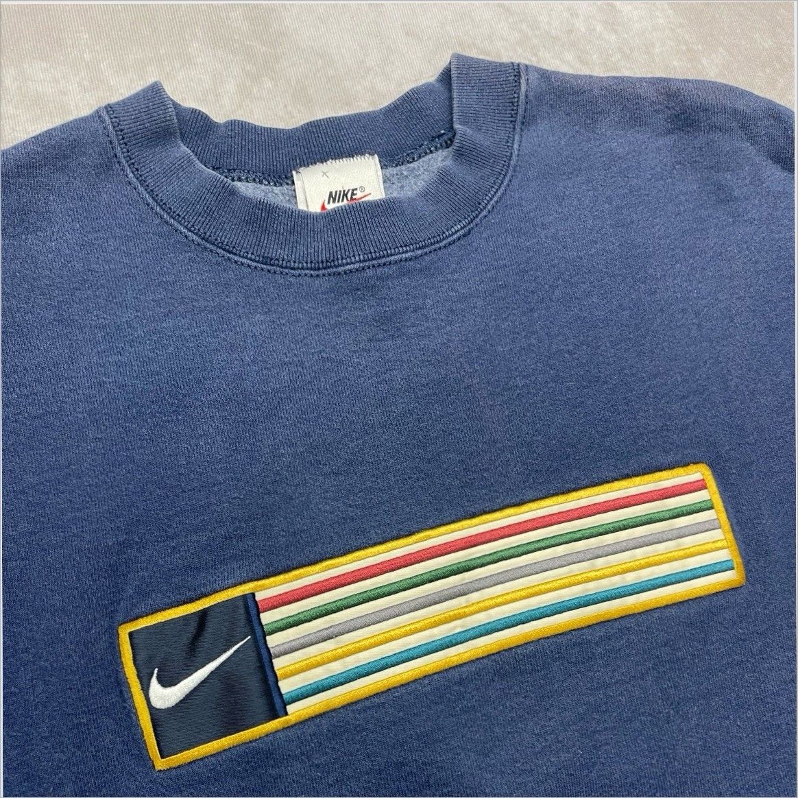 Nike VTG 90s Nike XL Crewneck Sweatshirt Made in USA Multi Stripe Size US XL / EU 56 / 4 - 2 Thumbnail
