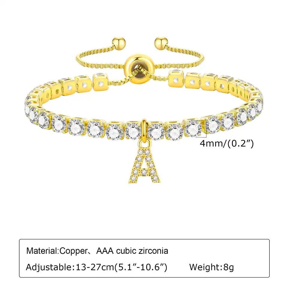 Other Luxury A-Z Initial Tennis Chain Bracelet Size ONE SIZE - 2 Thumbnail