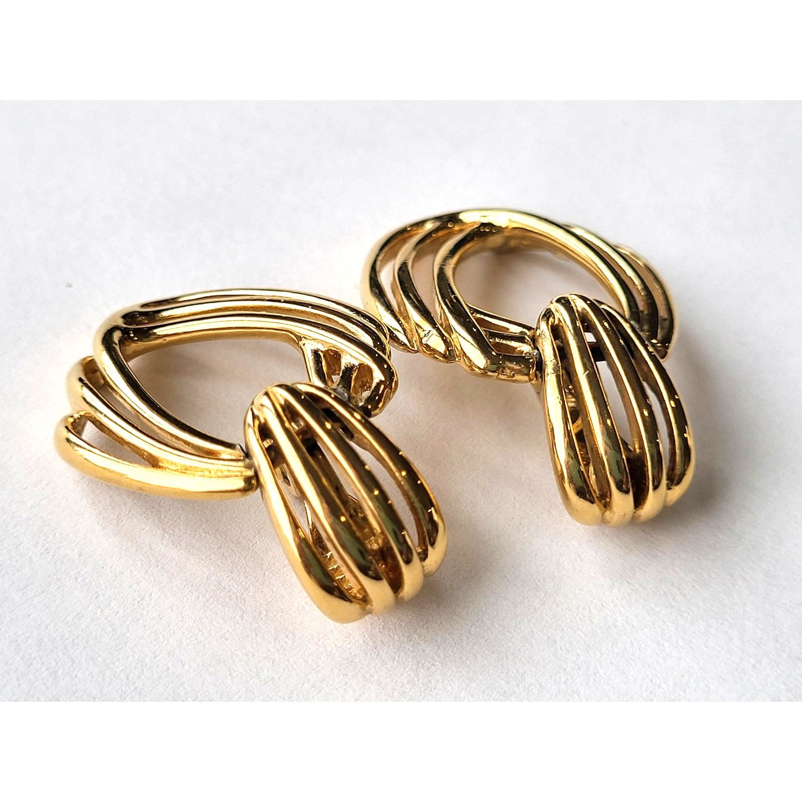 Monet Vintage 1980s Monet Earrings Door Knocker Modernist Clip-On Size ONE SIZE - 3 Thumbnail