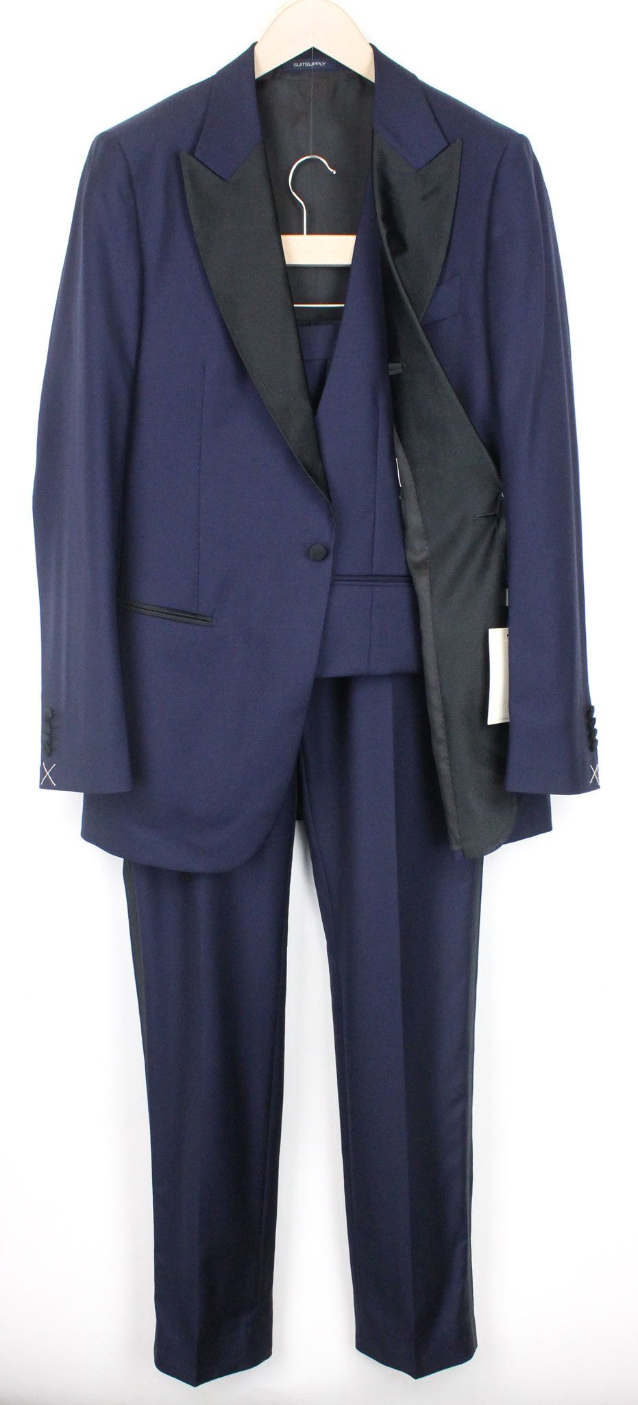 image of Suitsupply Lazio Uk40L Blue Slim 3-Piece Tux Wool S130 Formal 67866, Men's