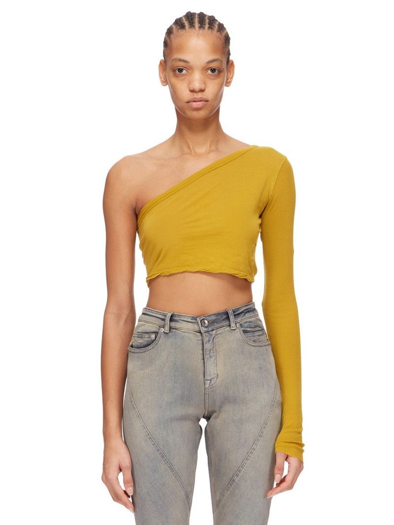 Rick Owens o1y0126 One-Shoulder Tank Top in Yellow Size S / US 4 / IT 40 - 1 Thumbnail