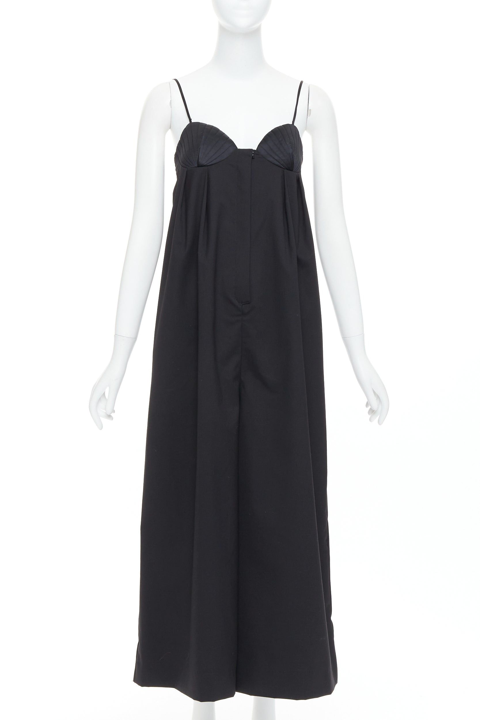 Bevza BEVZA black 100% wool Seashell bust wide leg overall jumpsuit XS Size 27" / US 4 / IT 40 - 1 Thumbnail