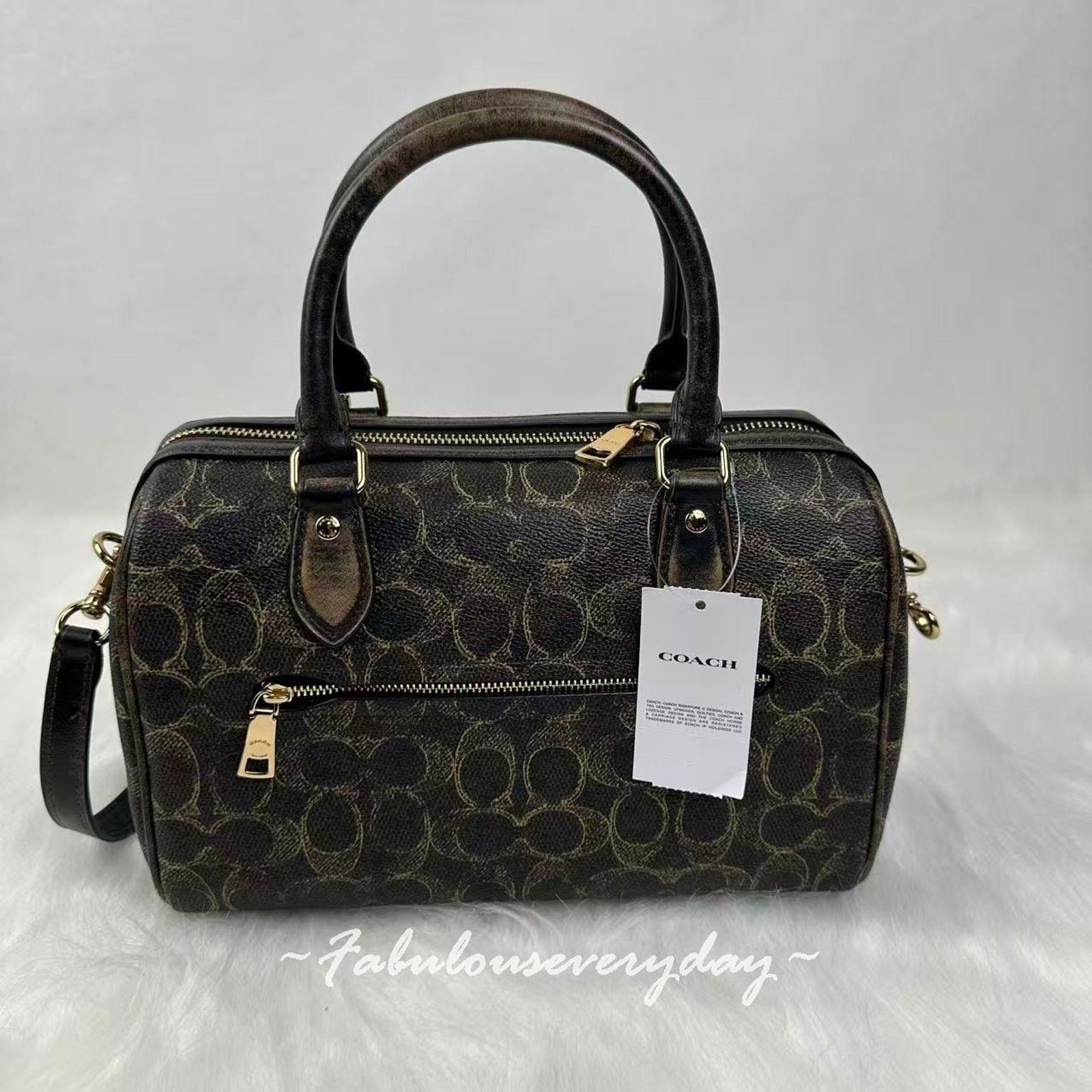 Coach Coach Rowan Satchel Loved Signature Canvas Charms Gold/Brown Size ONE SIZE - 3 Thumbnail