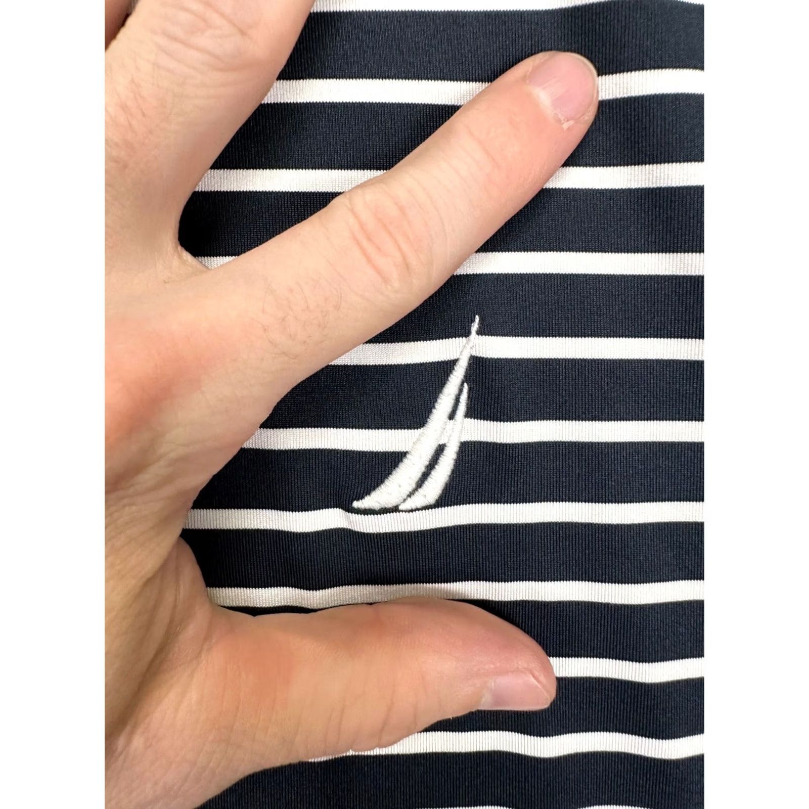 Nautica Nautica Shirt Mens Medium Dark Navy Pinstripe Golf Polo Stretch Athletic Rugby Size US M / EU 48-50 / 2 - 7 Thumbnail