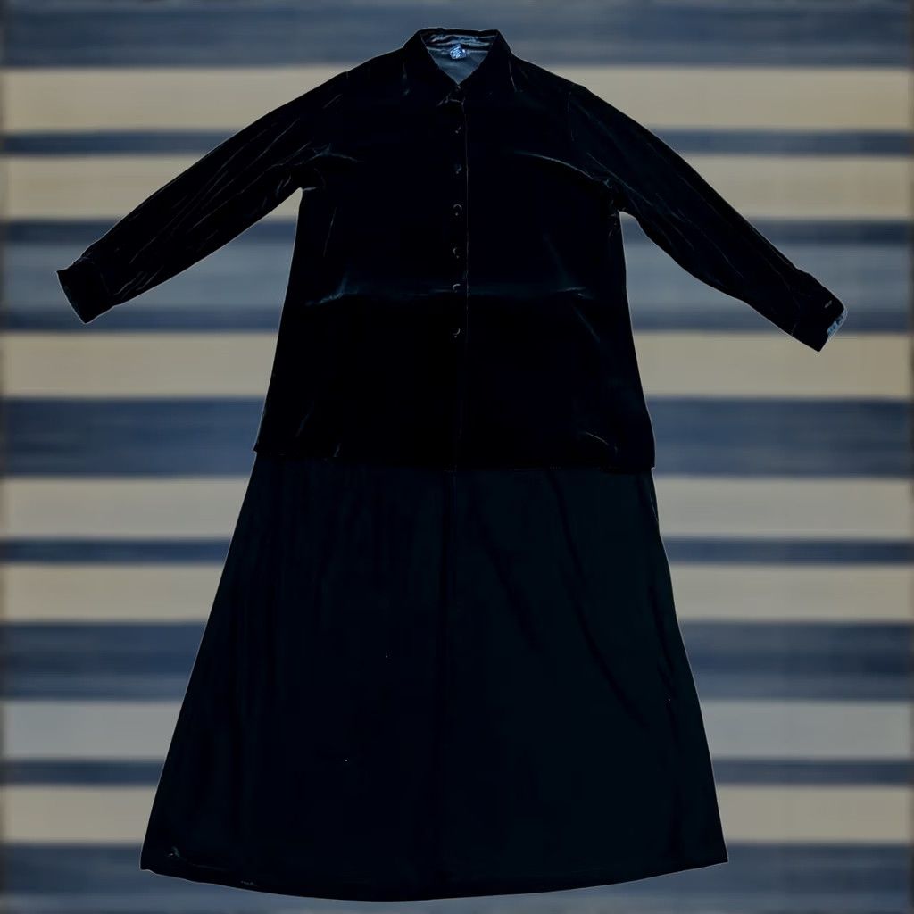 Lands' End VINTAGE Lands' End Blouse & Skirt 2 Piece Set Women Large 14-16 Black Long Sleeve Clothes Pants Suit? Size L / US 10 / IT 46 - 1 Thumbnail