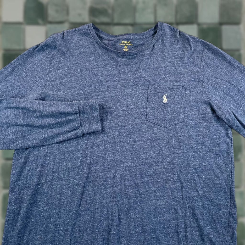 Polo Ralph Lauren Polo Ralph Lauren T Shirt Men XL Heather Blue Pocket Pony Preppy Crew Neck LS Size US XL / EU 56 / 4 - 1 Thumbnail