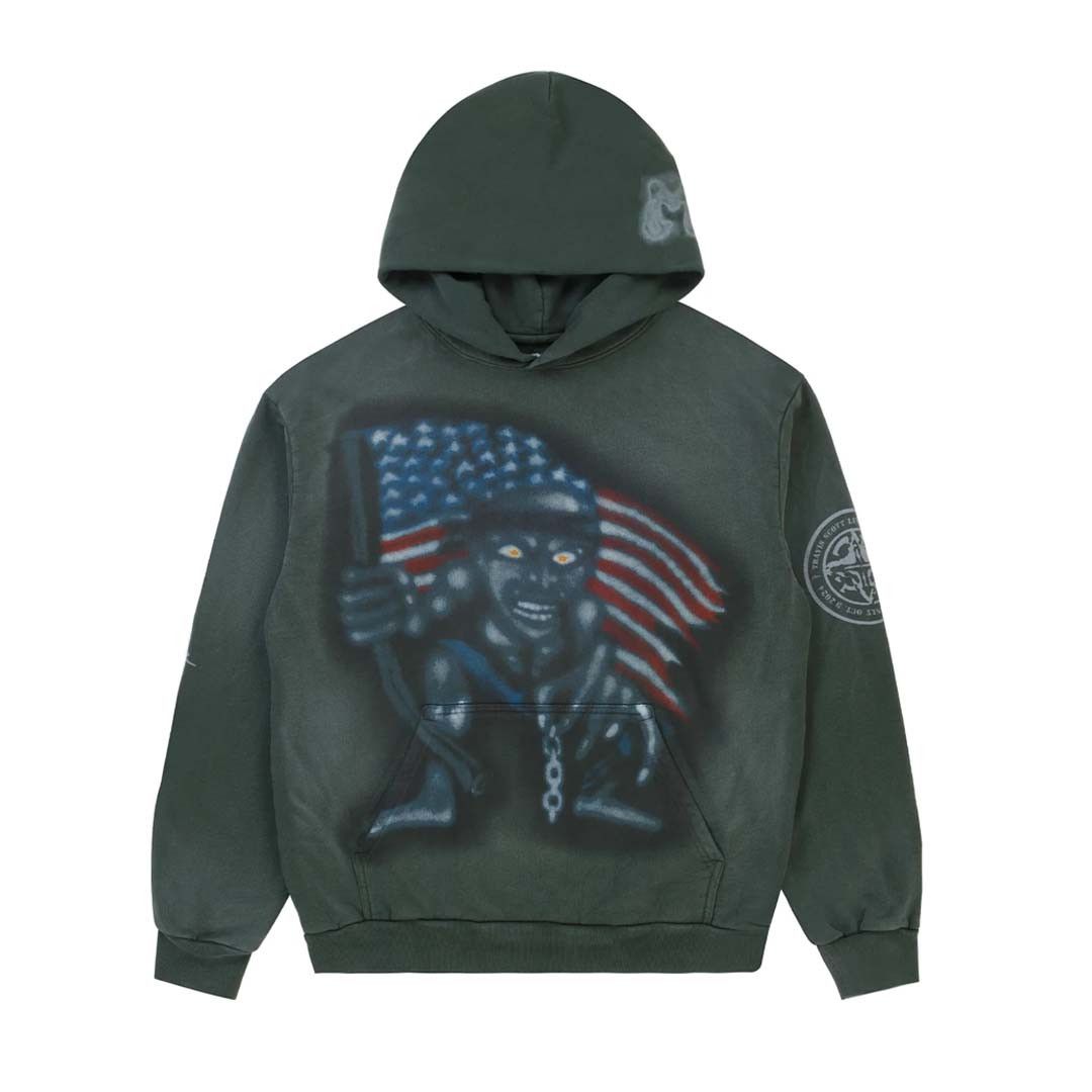 Travis Scott Metlife Flag Hoodie Washed Green Size US S / EU 44-46 / 1 - 1 Thumbnail