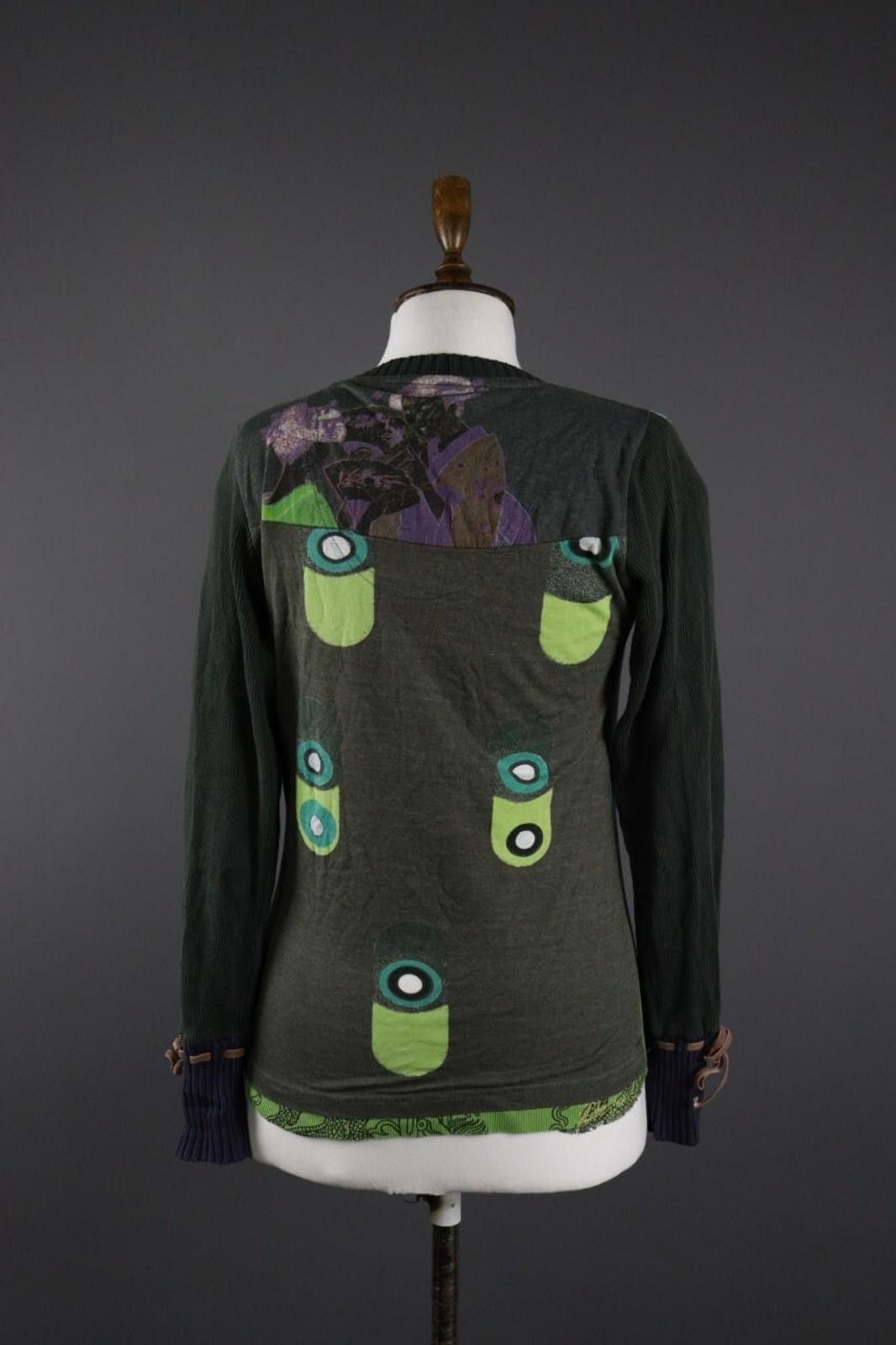 Desigual Desigual Multi Graphic Print Scoop Beaded Pullover Shirt Top Size M / US 6-8 / IT 42-44 - 6 Thumbnail