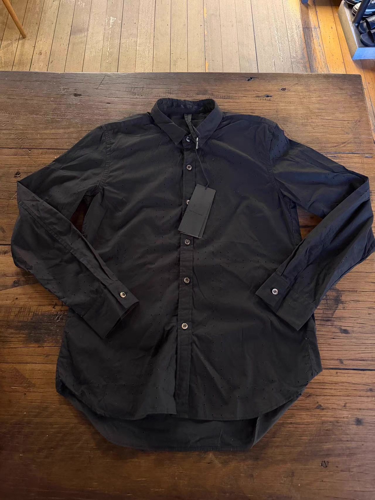 The Viridi-anne The Viridi‑Anne Black Morse Code Perforated Shirt Ｑ25 Size US M / EU 48-50 / 2 - 2 Thumbnail