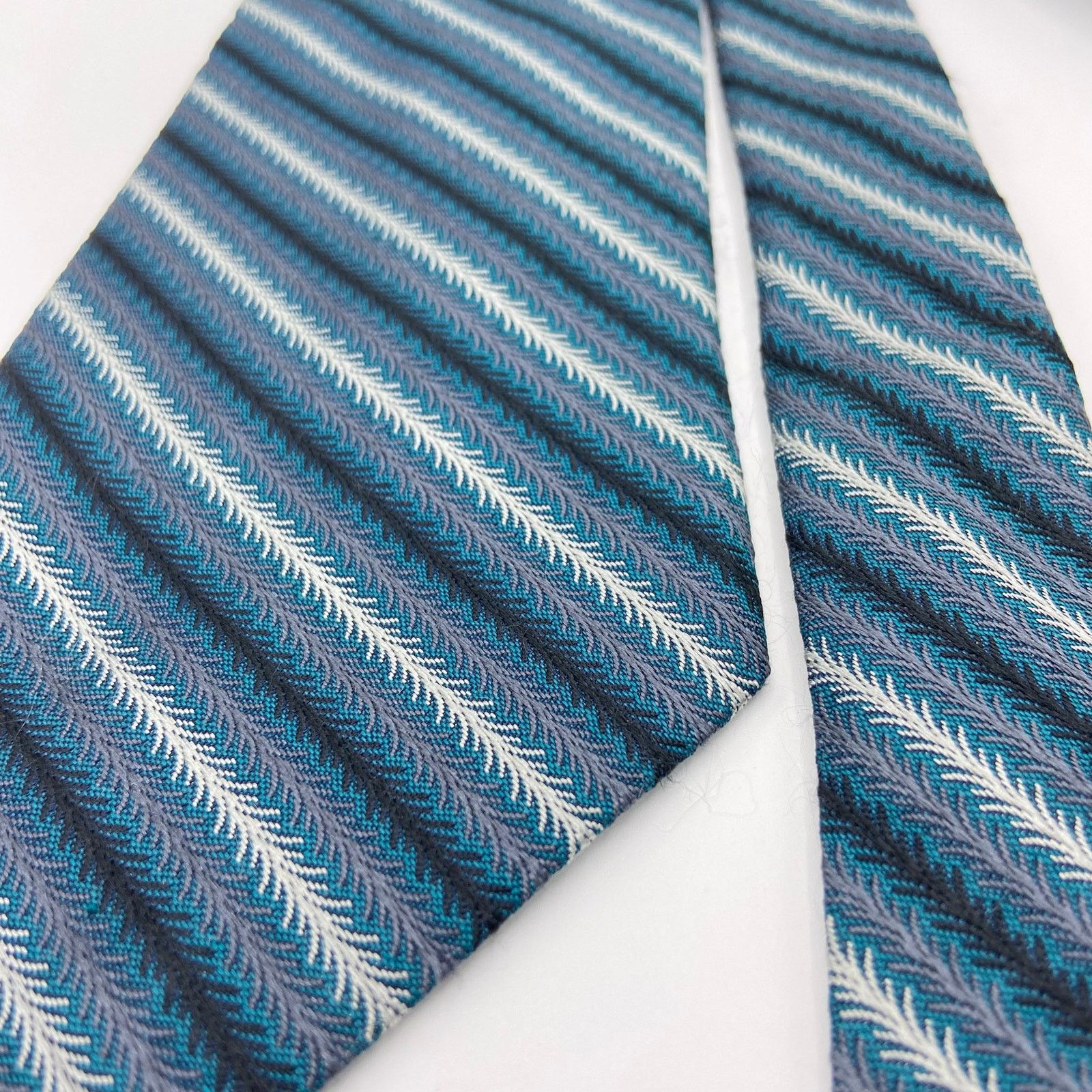 Coach Coach Necktie Teal Blue Diagonal Stripe Silk Jacquard Italy Size ONE SIZE - 5 Thumbnail