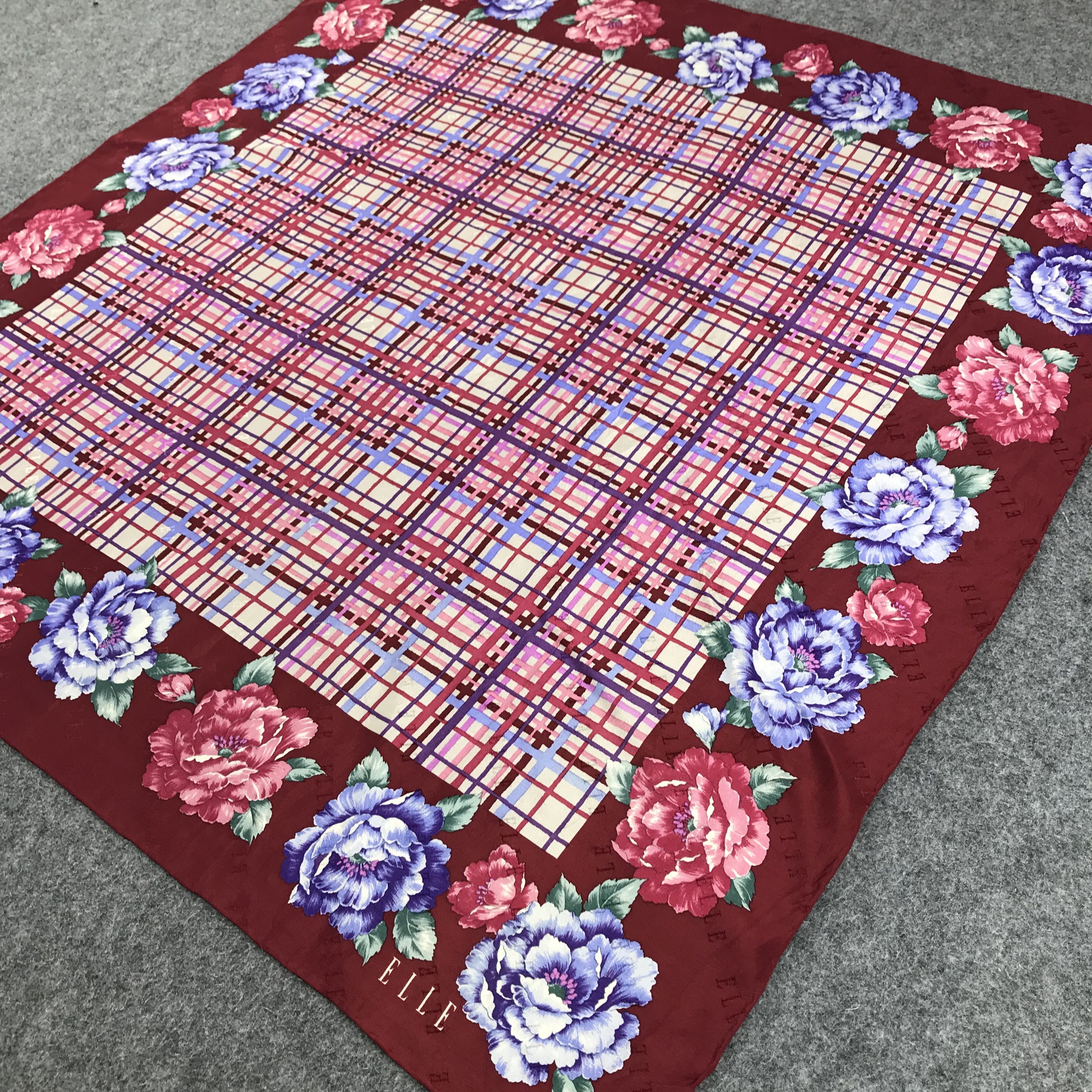 Vintage Vintage Elle Floral Silk Scarf M155 Size ONE SIZE - 4 Thumbnail