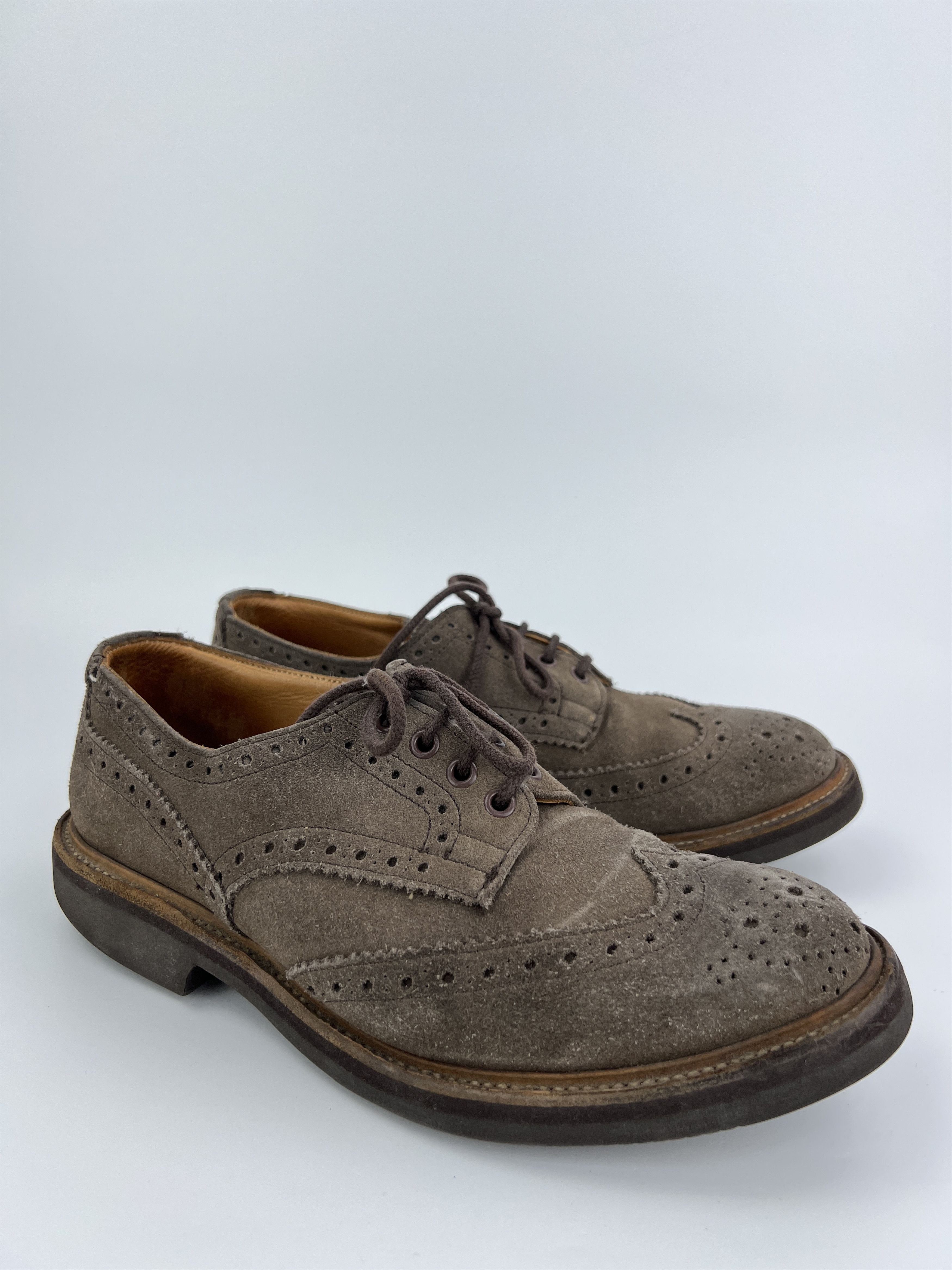 Tricker's Trickers Downton Handmade Gray Suede Derby Shoes Size US 9.5 / EU 42-43 - 2 Thumbnail