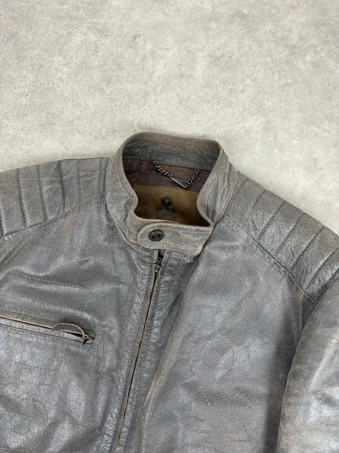 Dolce & Gabbana 1990s Dolce & Gabbana Avant-Garde Grey Moto Leather Jacket Size US L / EU 52-54 / 3 - 4 Thumbnail