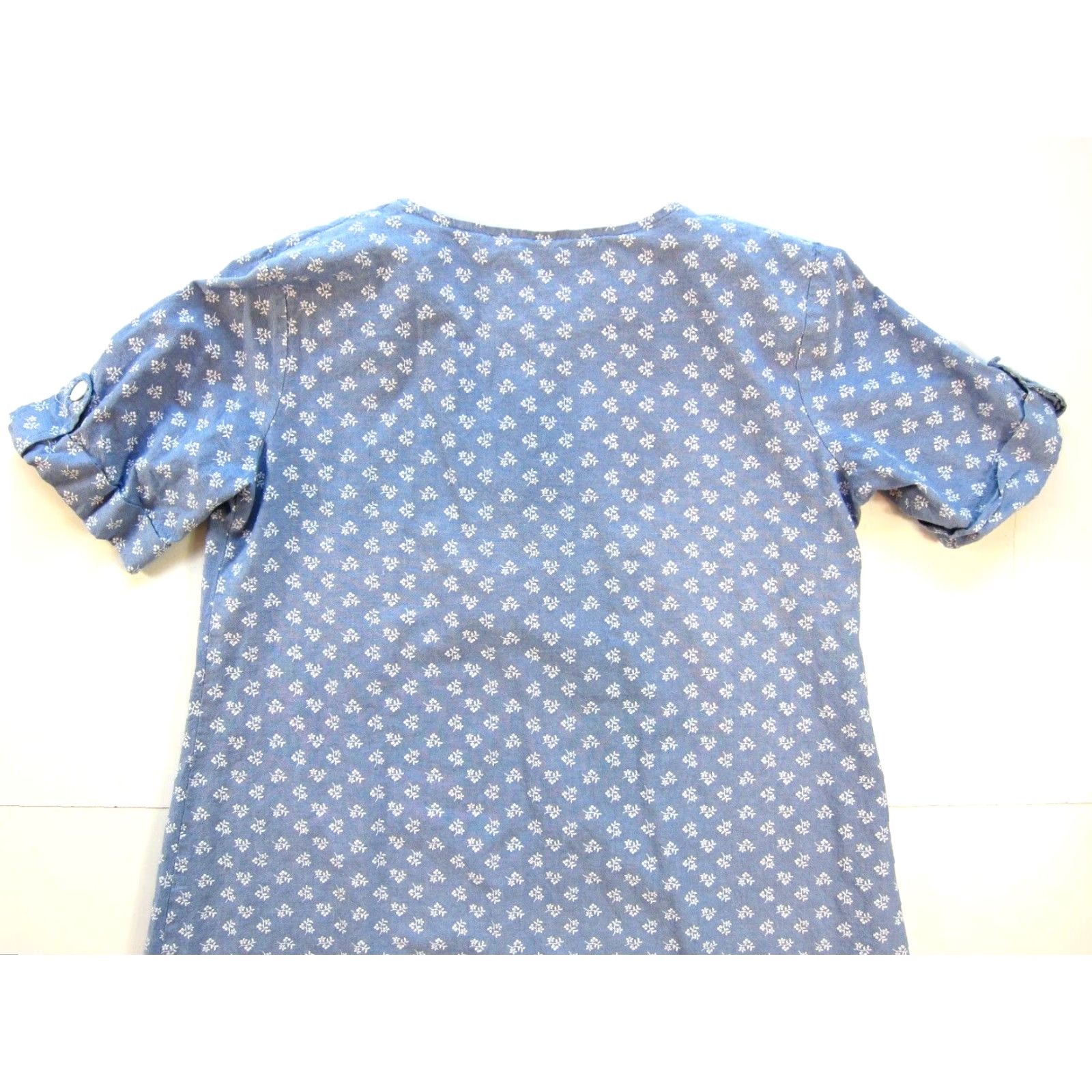 Vintage VINTAGE Vicki Wayne's 100% Cotton Floral Blue White Short Sleeve Midi Dress 12/Large Size 34" / US 12 / IT 48 - 5 Thumbnail