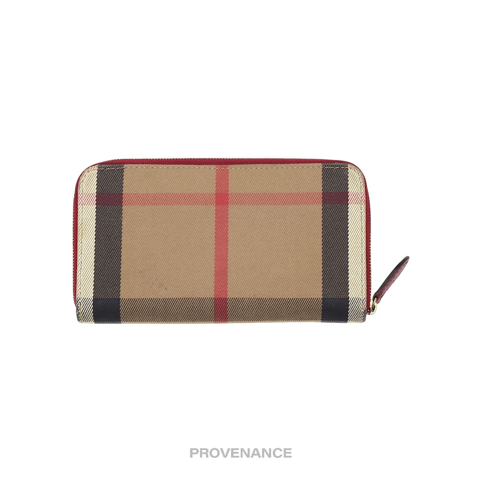 Burberry 🔴 Burberry Logo Zip Long Wallet - Red Nova Check Size ONE SIZE - 2 Thumbnail