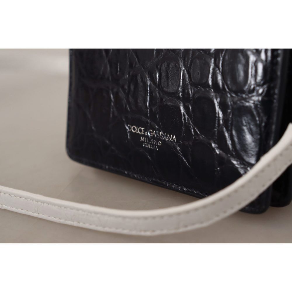 Dolce & Gabbana Dolce & Gabbana Blue White Caiman Leather Strap Card Holder Size ONE SIZE - 7 Thumbnail