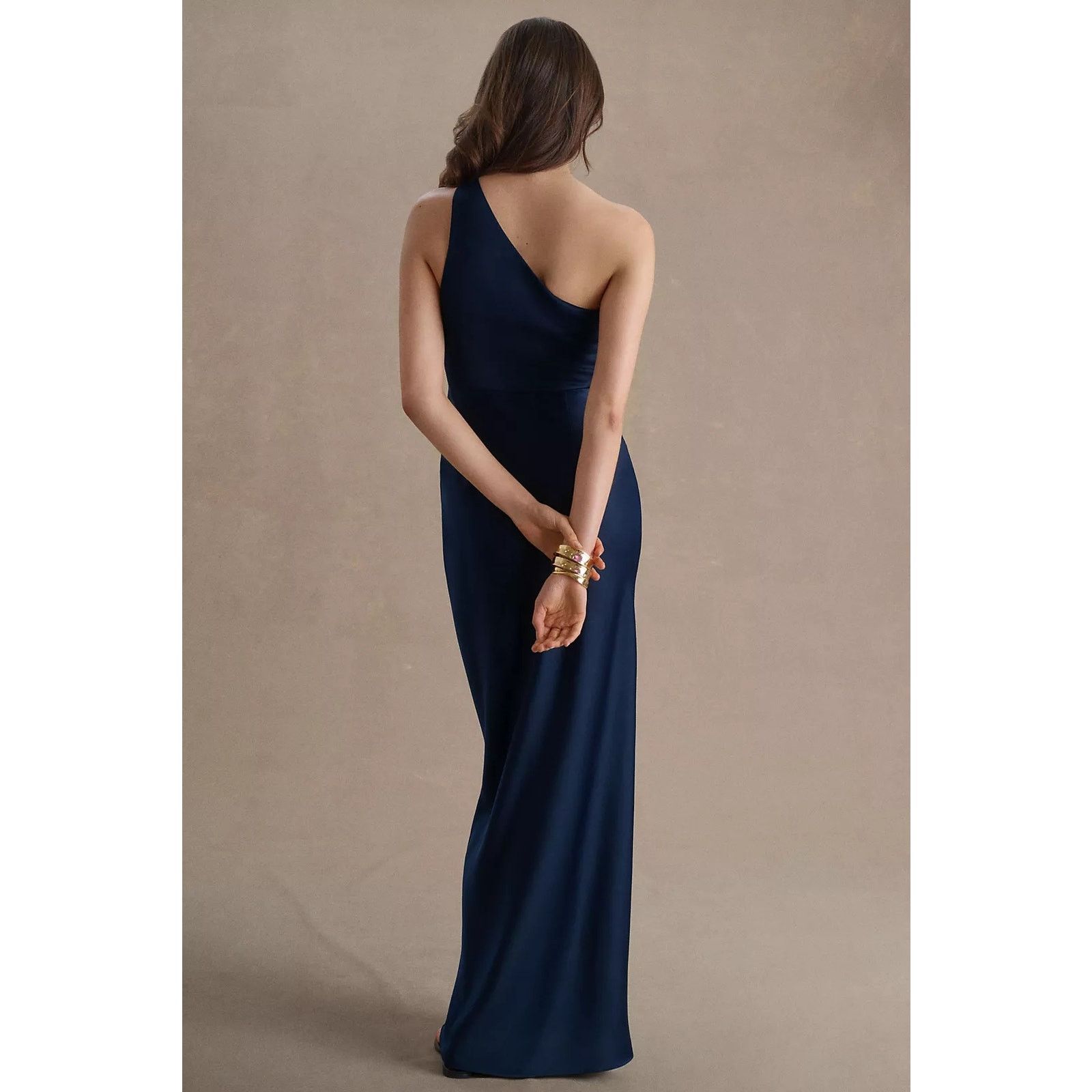 Anthropologie NWT BHLDN Dylan One-Shoulder Satin Side-Slit Gown $248 22W Size 3XL / US 20-22 - 5 Thumbnail