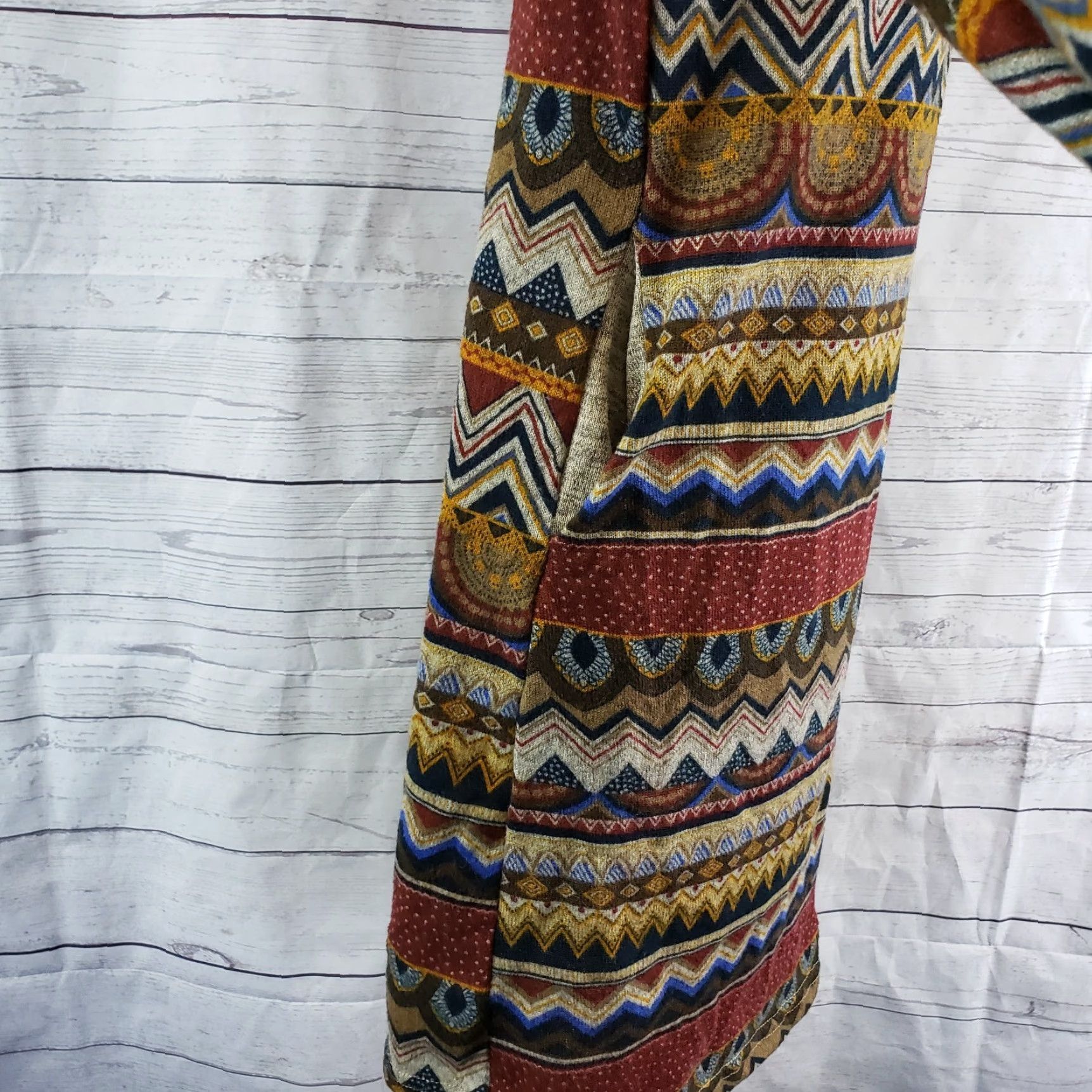Vintage Sarin Mathews Womens Knit Dress Sz Small Maroon Tan Stripes Long Sleeve Rayon Size S / US 4 / IT 40 - 5 Thumbnail