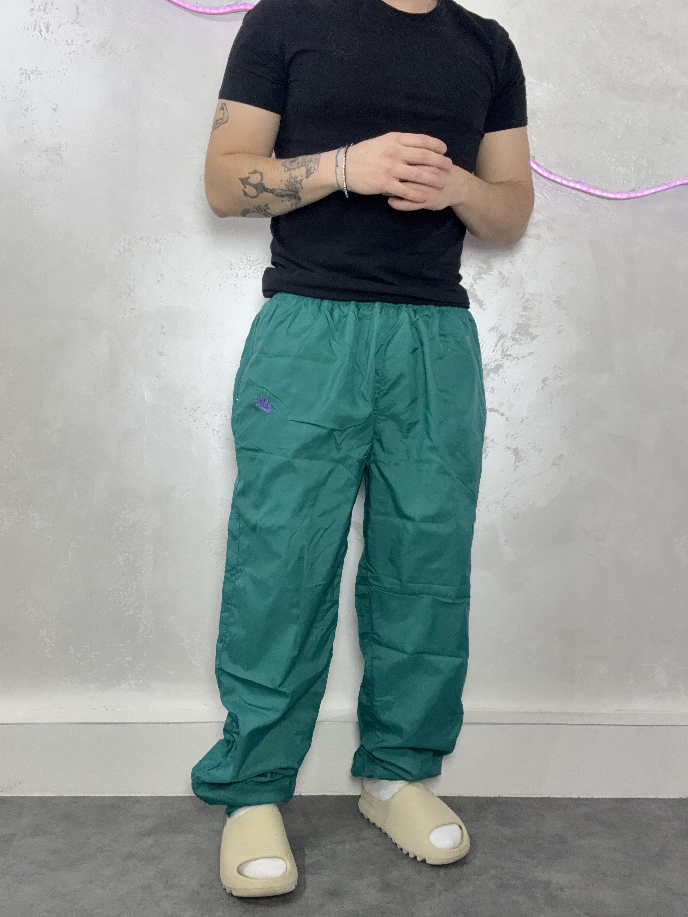 Nike Nike Vintage Windbreaker Pants - Teal Green 90 S parachute Size US 37 - 2 Thumbnail