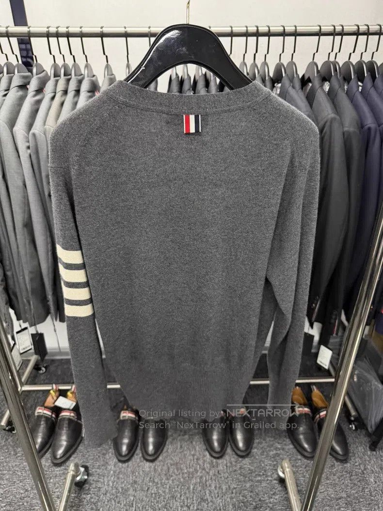 Thom Browne Thom Browne Grey Cashmere Cardigan Size US XL / EU 56 / 4 - 2 Thumbnail