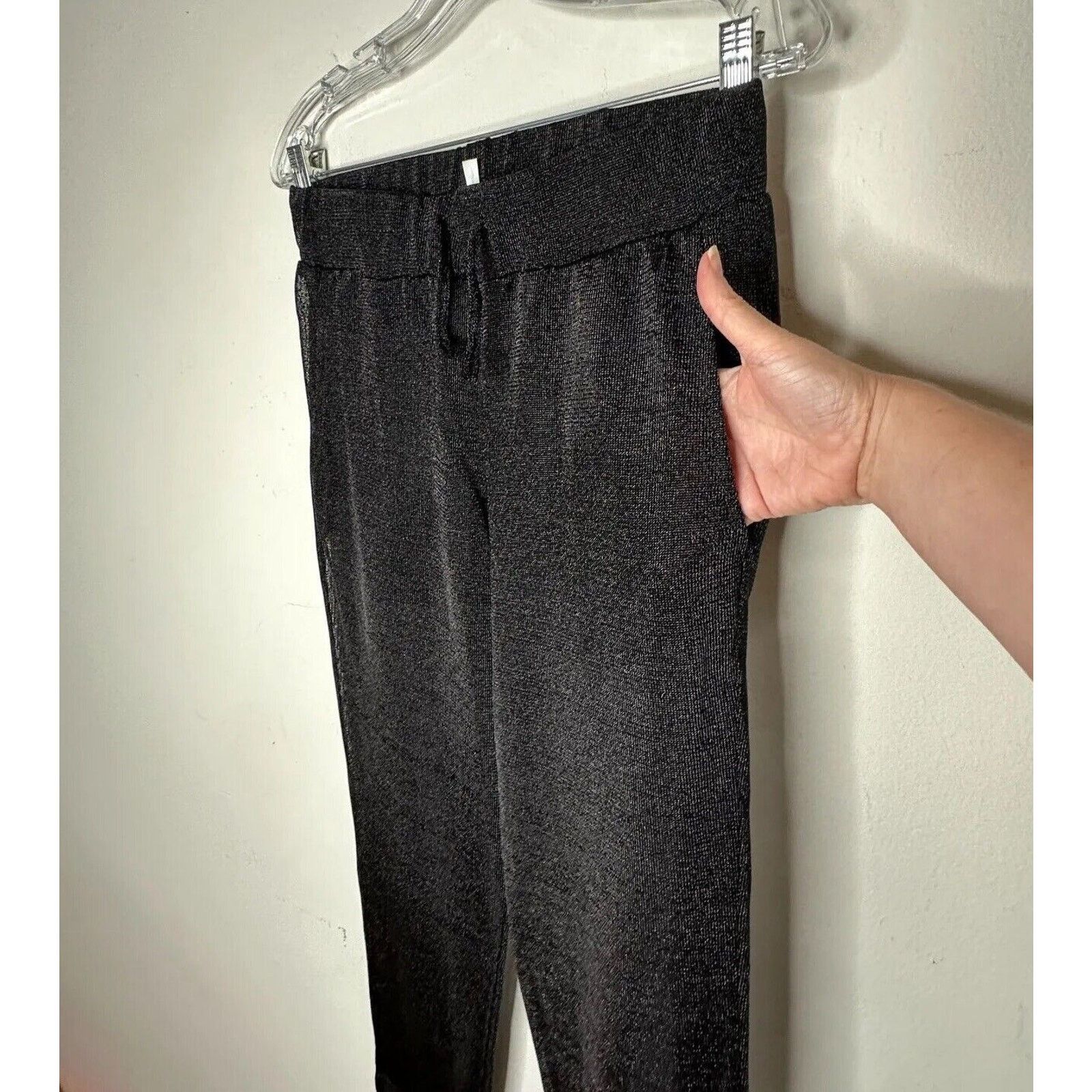 Other Elaine Field Black Shimmer Sheer Mesh Tie Waist Pants 1 Size 25" / US 0 / IT 36 - 3 Thumbnail