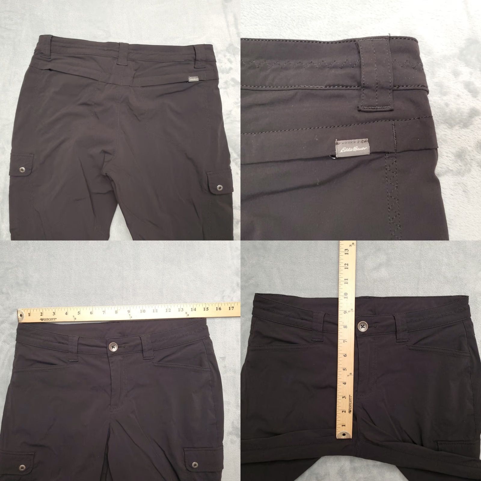 Eddie Bauer VINTAGE Eddie Bauer Pant Women 4 Black Stretch Cargo Ruched Lightweight Crop Hike Travel Size 27" / US 4 / IT 40 - 8 Thumbnail