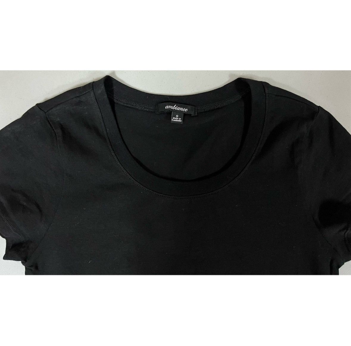 Japanese Brand Ambiance Black Solid Short Sleeve Tee T-Shirt Top Size S 🖤 Size S / US 4 / IT 40 - 5 Thumbnail