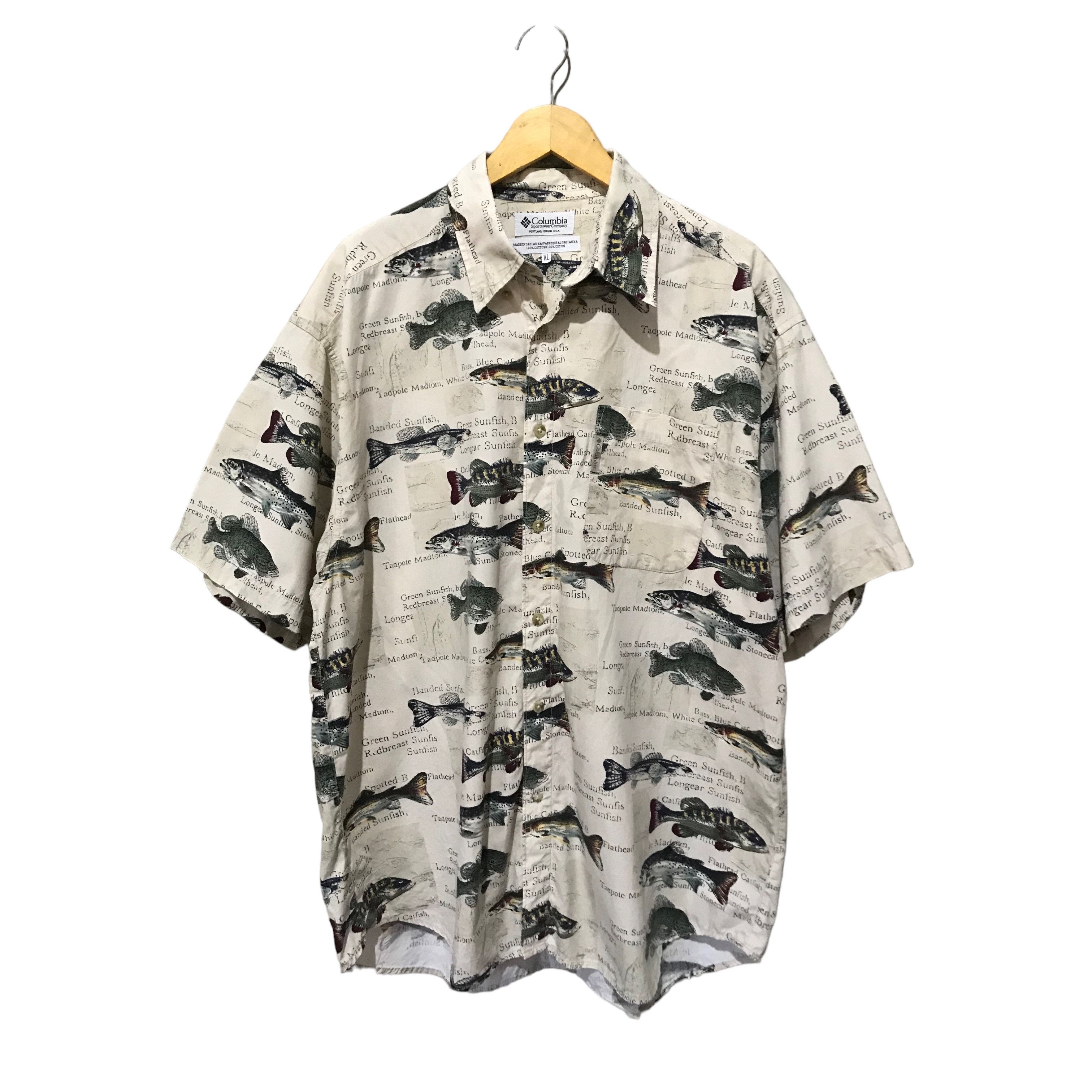 Vintage colombia outdoor fish printed shirt
