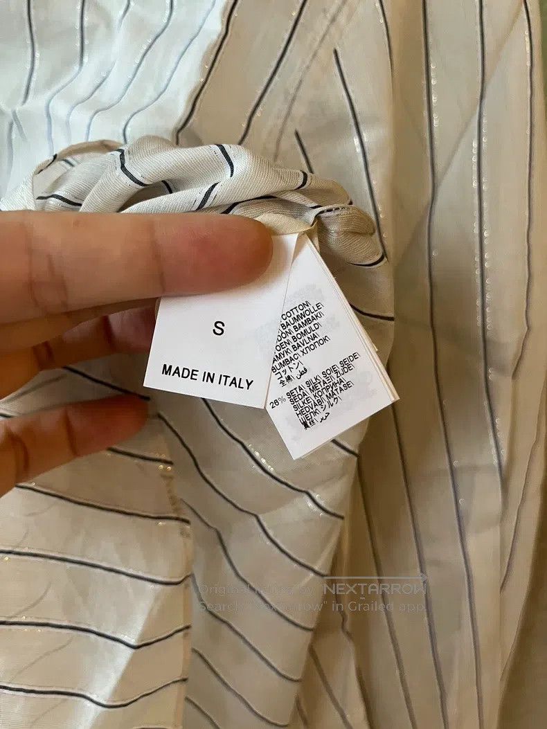 Brunello Cucinelli Brunello Cucinelli Gold and silver thread striped shirt Size S / US 4 / IT 40 - 6 Thumbnail