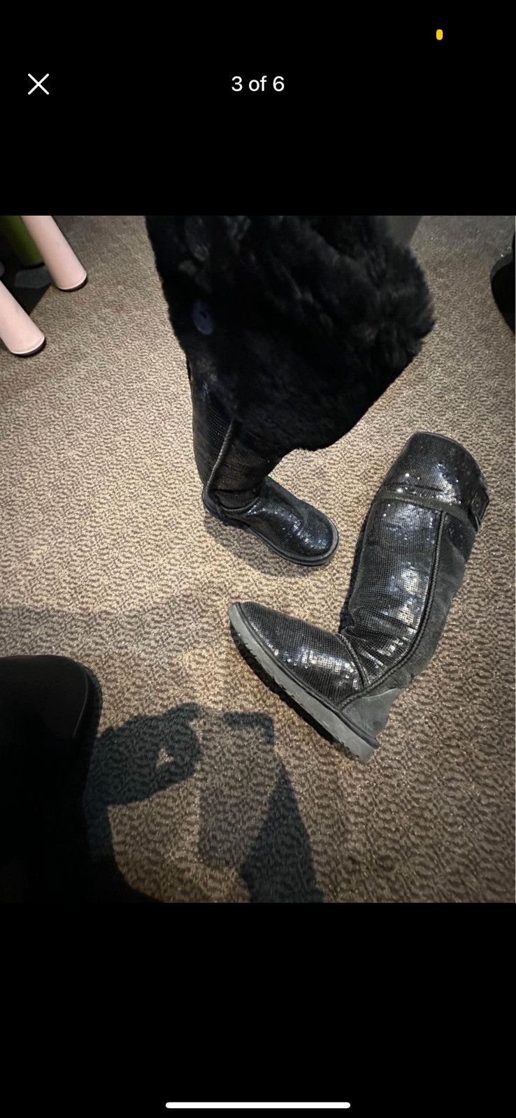 Ugg Ugg Bailey Button Over The Knee Black Sequin Boots Women's Size US 7 / IT 37 - 3 Thumbnail