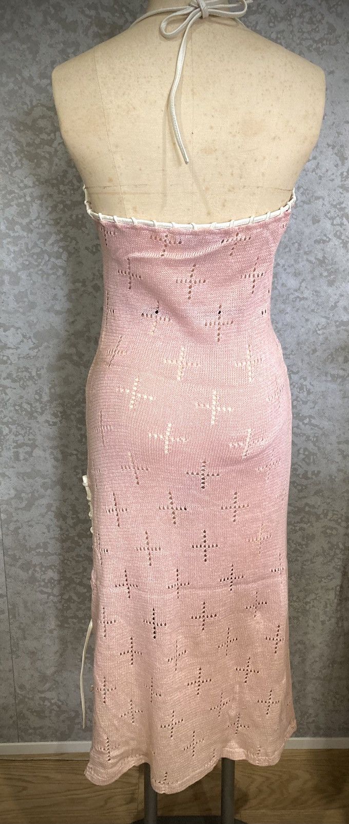 Japanese Brand Fairy Grunge Japanese Archive Pink Open Knit Lace-Up Dress Size S / US 4 / IT 40 - 11 Thumbnail