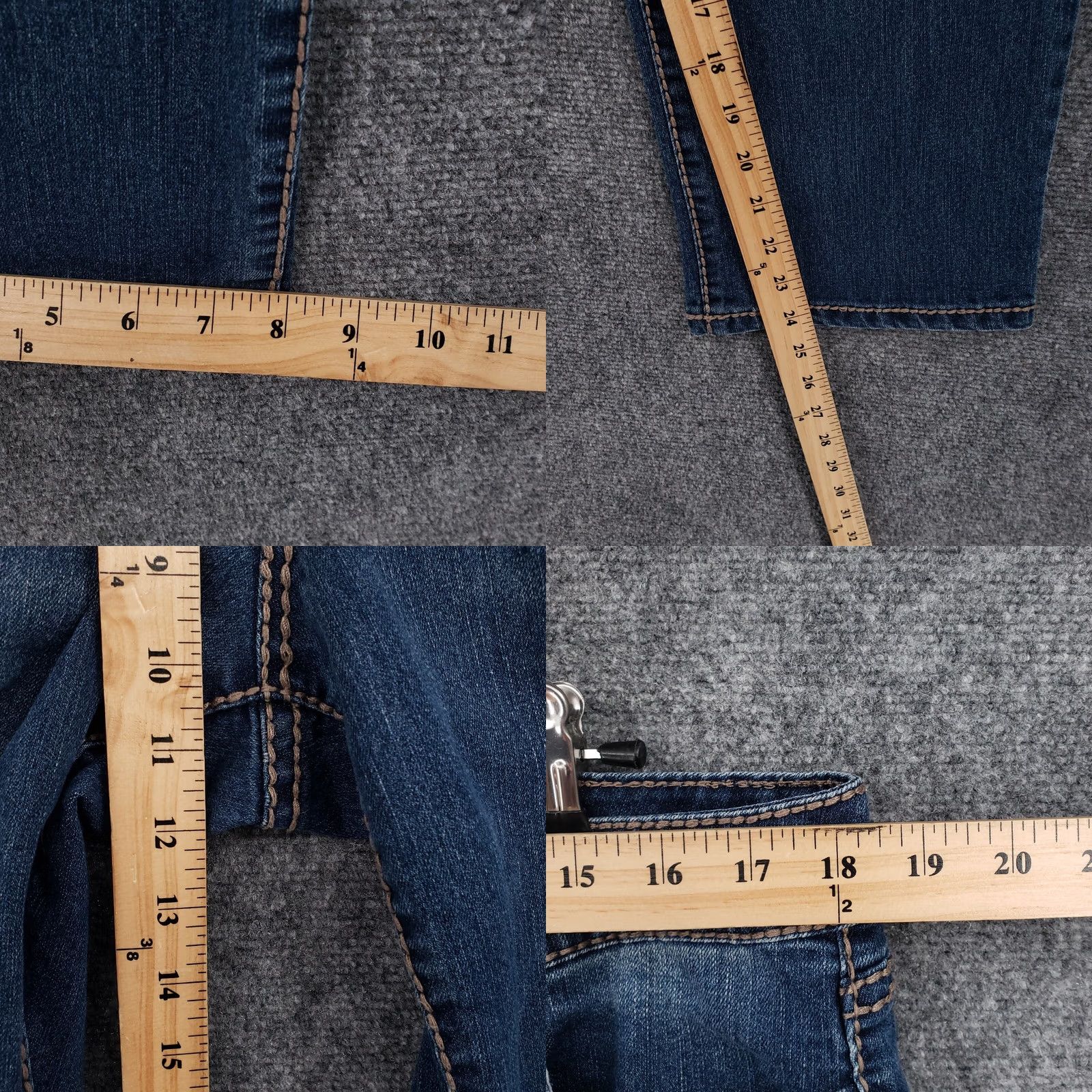 Nine West Nine West Womens Jeans 16/33 Mid-Rise Crop Rhinestone Pocket Medium Blue Denim Size 38" / US 16 / IT 52 - 9 Thumbnail