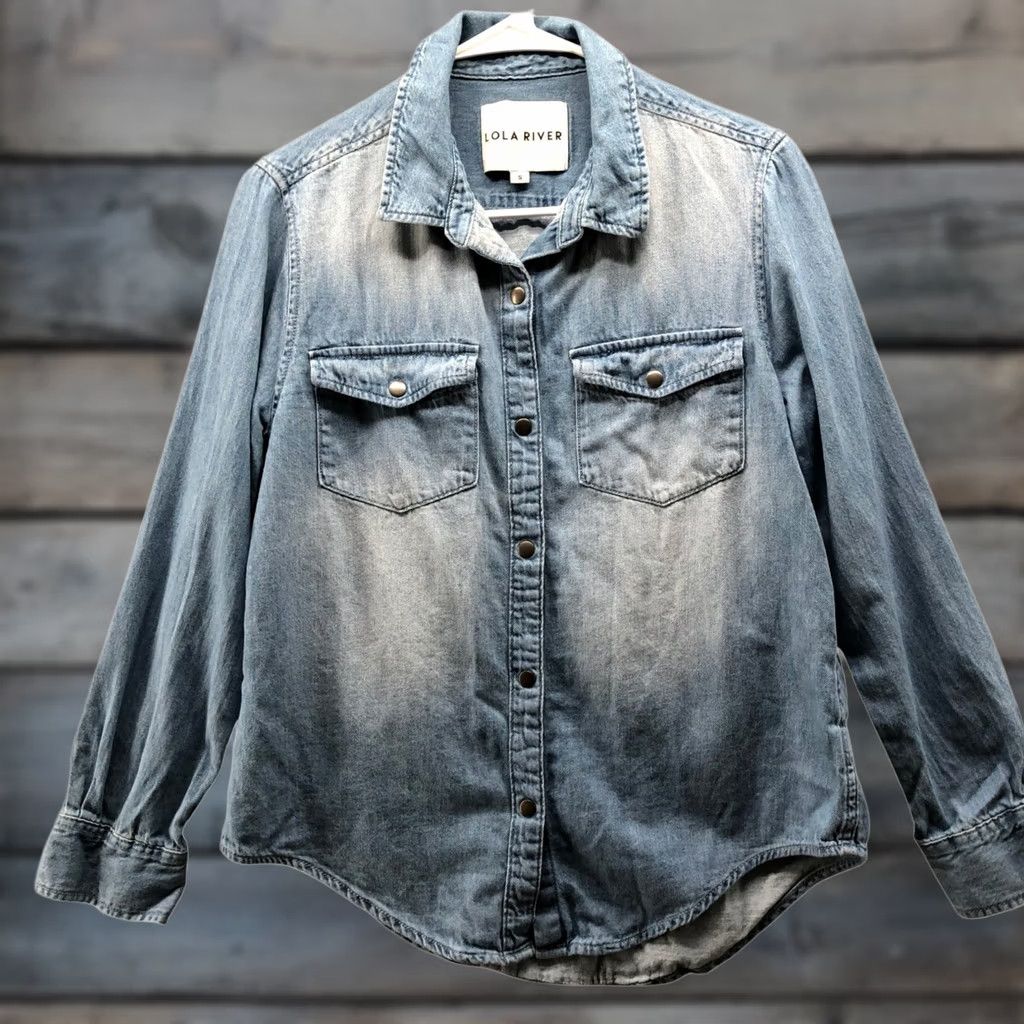 Vintage VINTAGE Lola River Chambray Long Sleeve Shirt Womens S Blue Snap Button Western Size S / US 4 / IT 40 - 1 Thumbnail