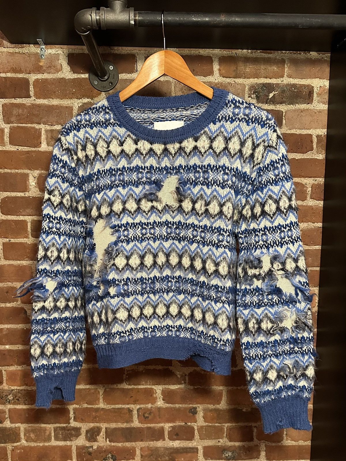John Galliano × Maison Margiela FW/22 Fair Isle Wool distressed  