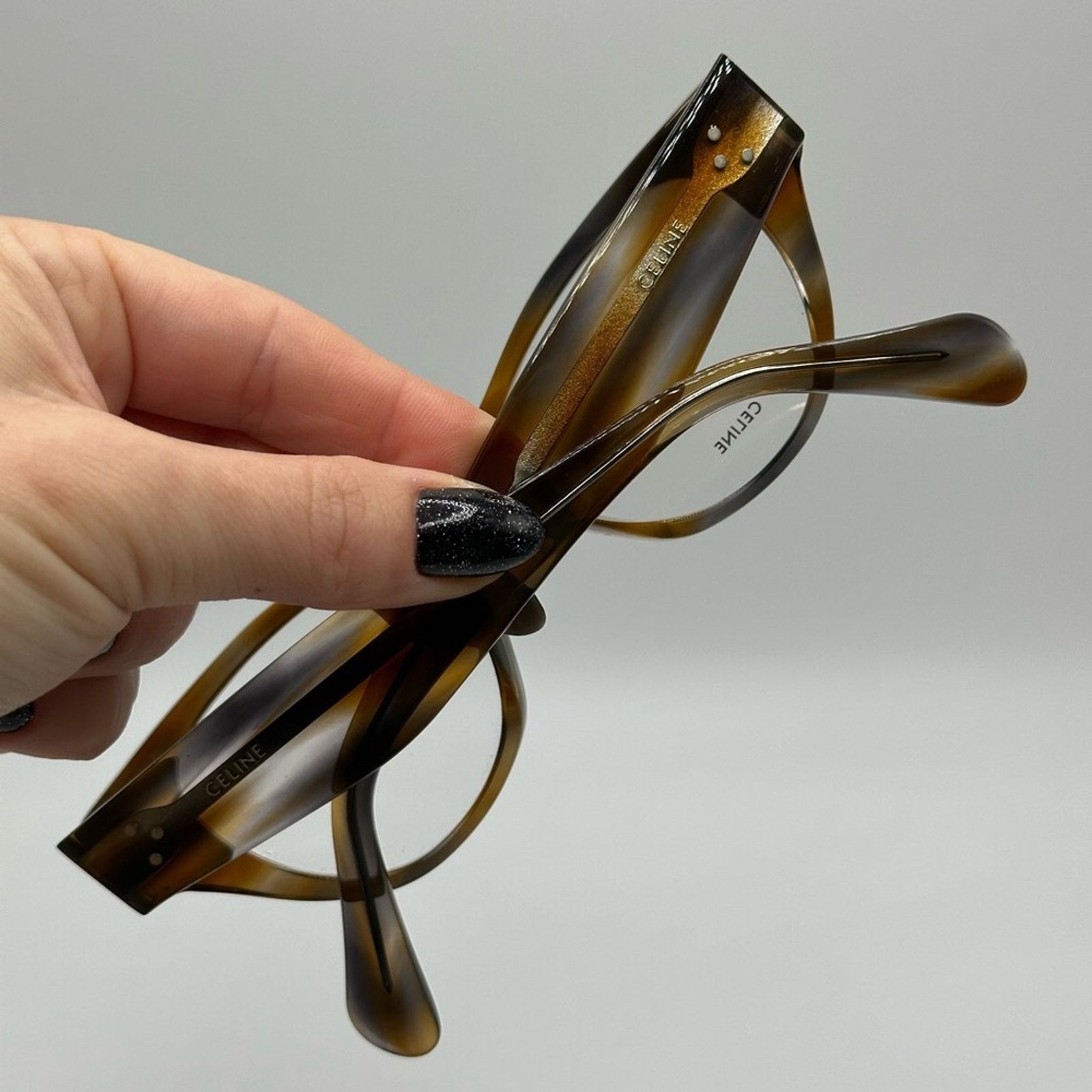 Celine NEW Celine Eyeglasses CL50040I 55 Striped Brown Grey Women Size ONE SIZE - 6 Thumbnail