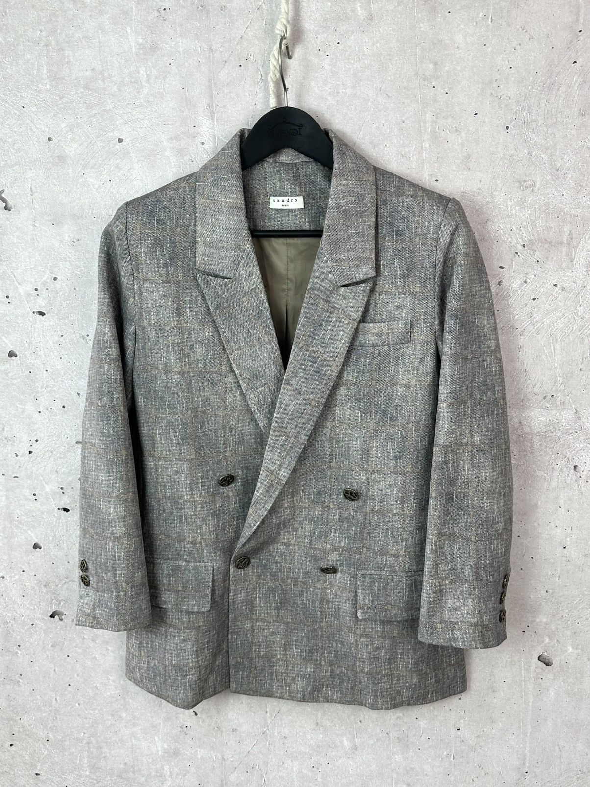 Sandro Sandro Paris Check Cotton Metal Buttons Double-Sided Blazer Size S / US 4 / IT 40 - 2 Thumbnail